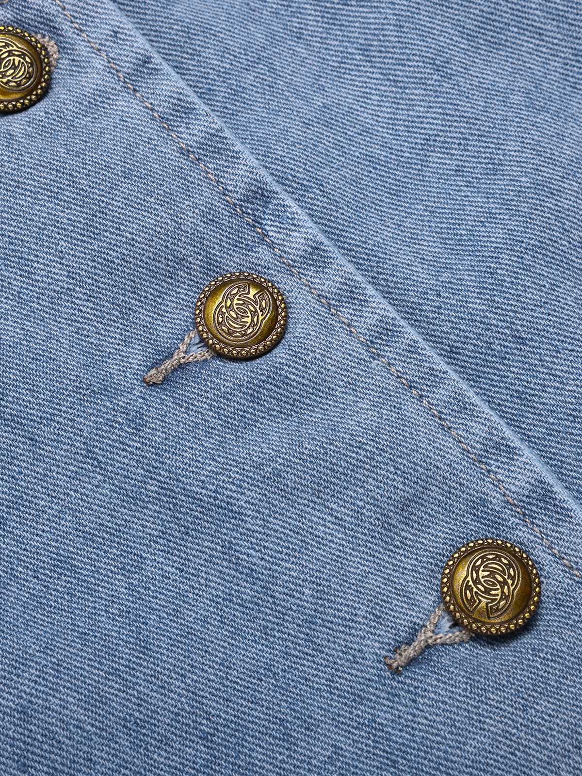 Gilet en jean bleu à boutons vintage des années 40 - Image 4