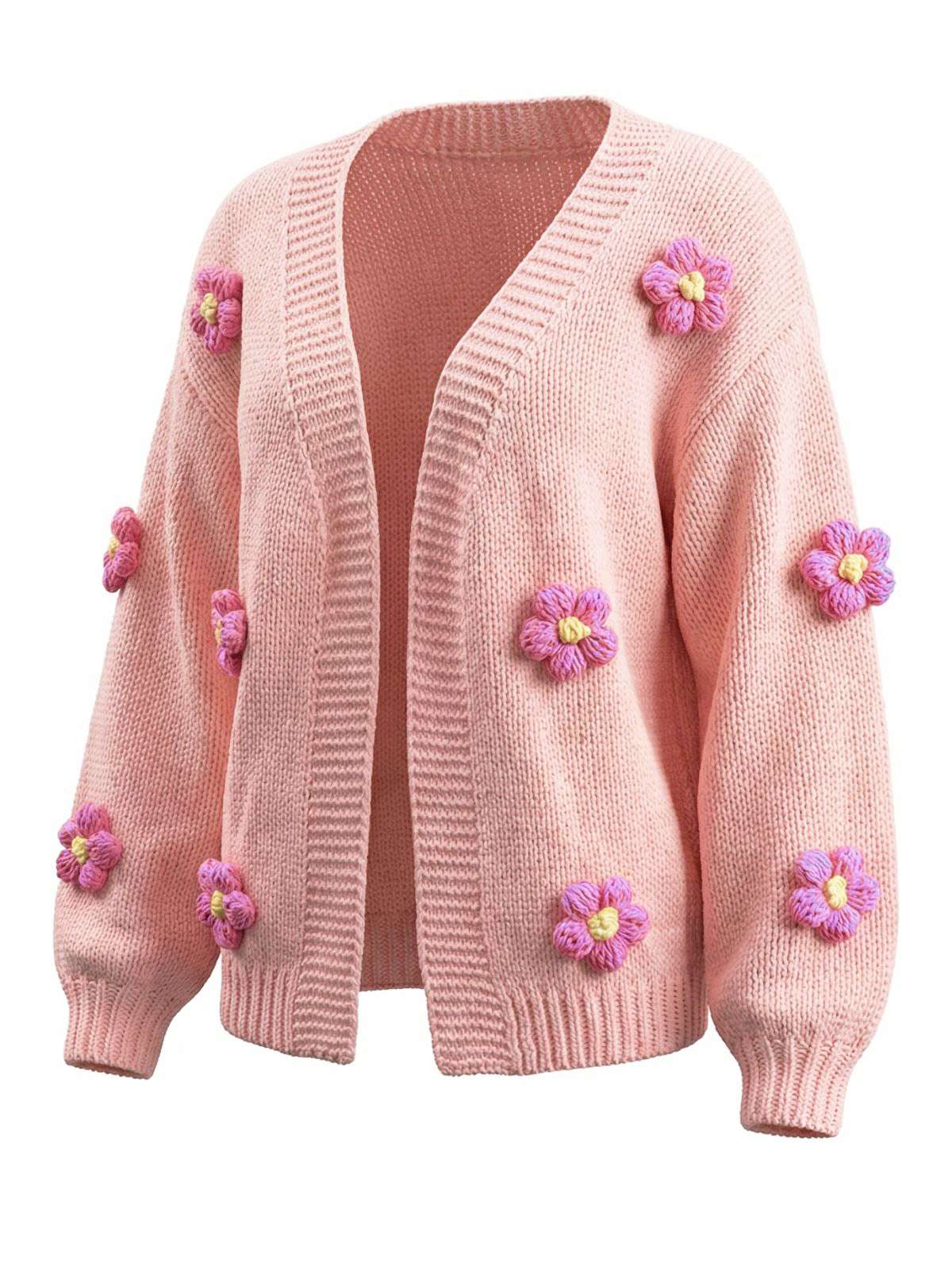 Gilet en maille manches longues motif marguerite 3D années 1930 - Image 8