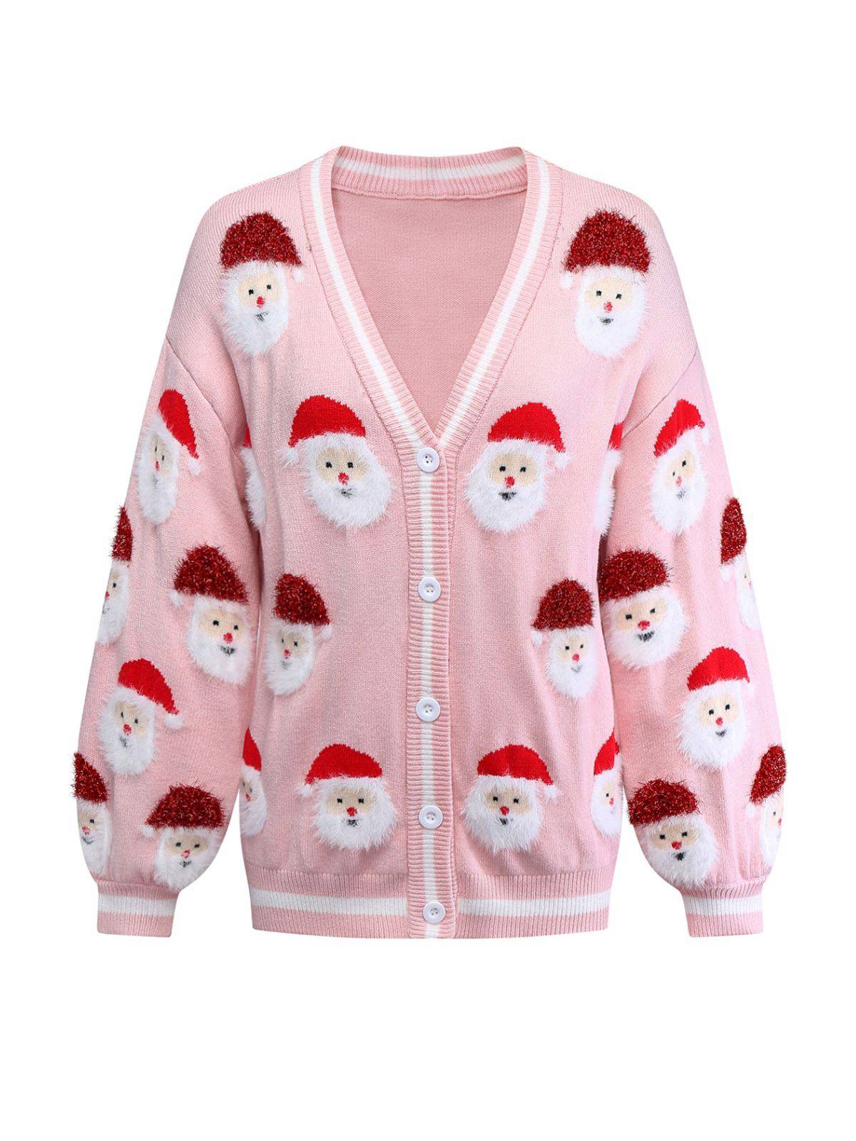 Gilet jacquard rose motif Père Noël années 1940 - Image 2
