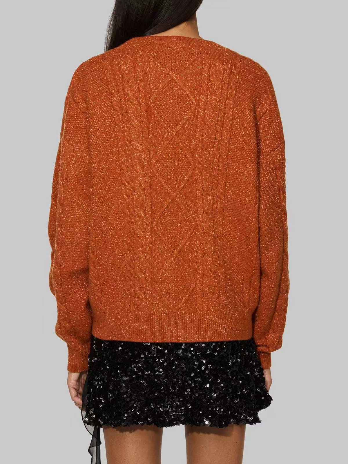 Gilet orange à col en V et broderie d'étoiles années 1940 - Image 4