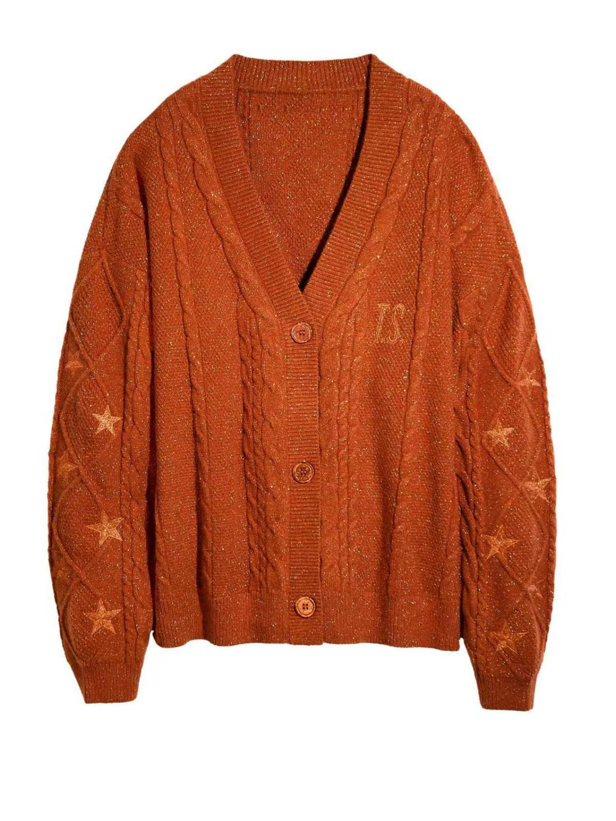 Gilet orange à col en V et broderie d'étoiles années 1940 - Image 5