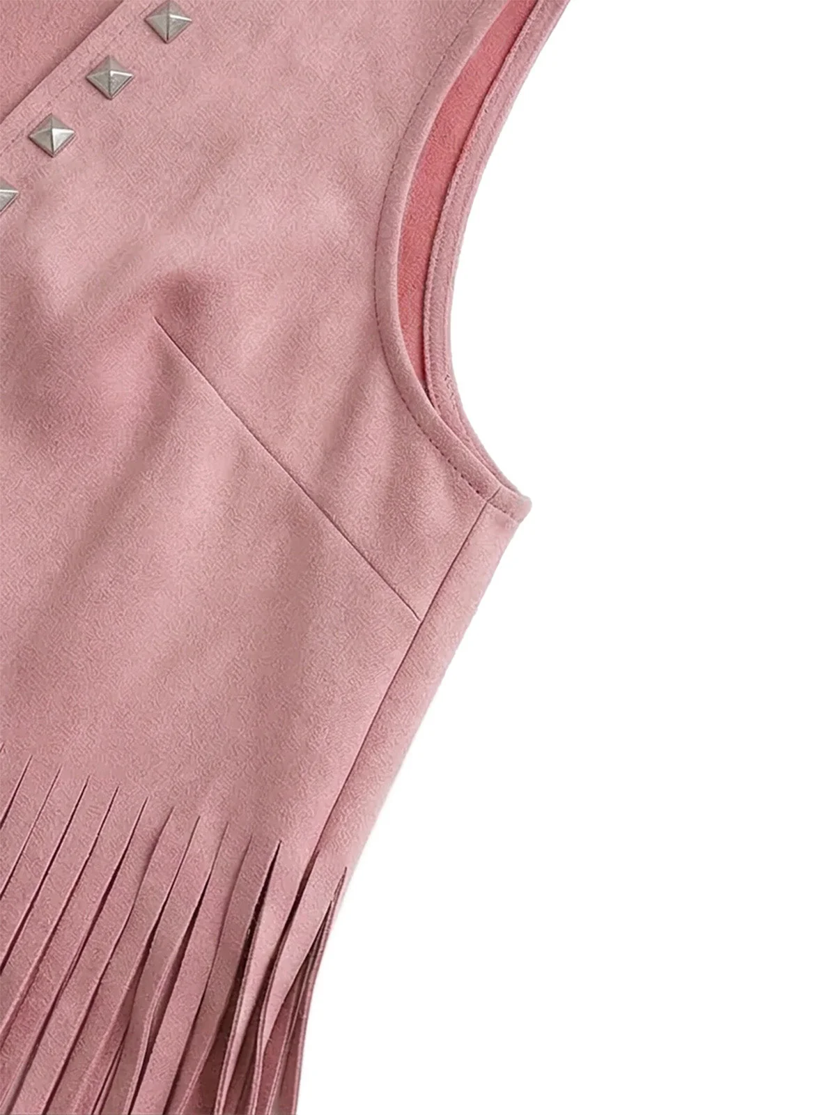 Gilet Rose Clouté Frangé Western Années 30 - Image 5