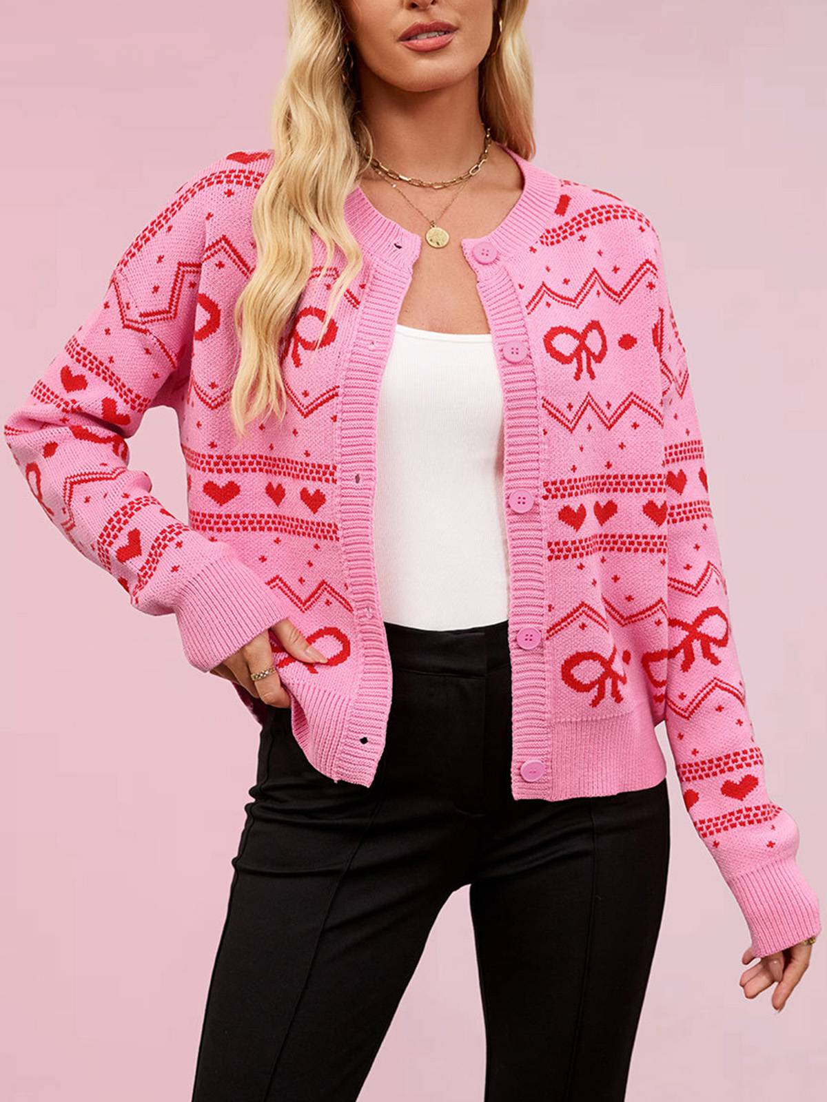 Gilet tricoté motif cœur pour la Saint-Valentin années 1950