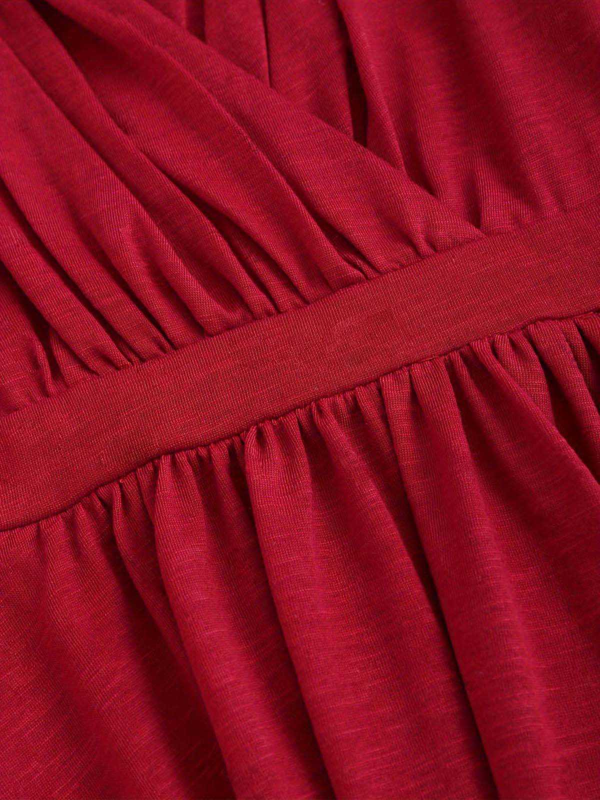 [Grande taille] Haut à volants et manches chauve-souris rouge foncé des années 1970 - Image 3