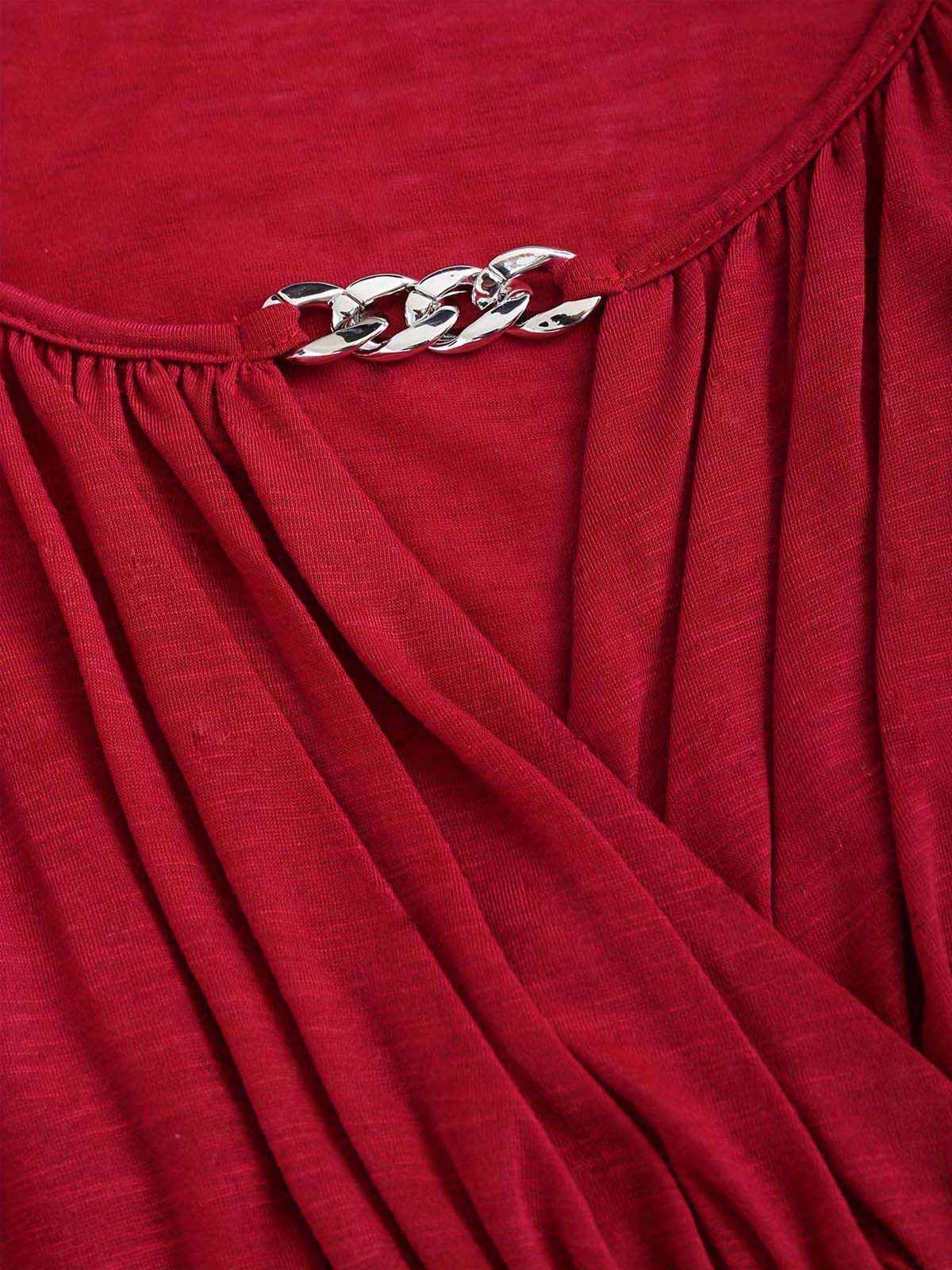 [Grande taille] Haut à volants et manches chauve-souris rouge foncé des années 1970 - Image 4