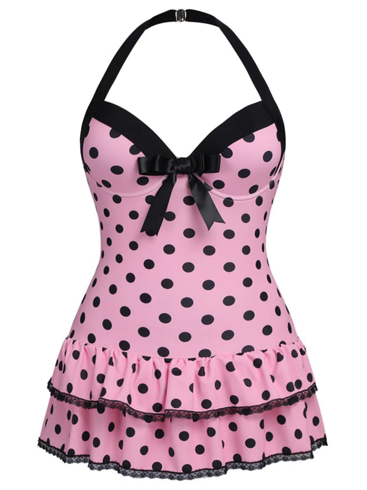 [Grande taille] Maillot de bain Hater vert clair à pois des années 1940 - Image 3