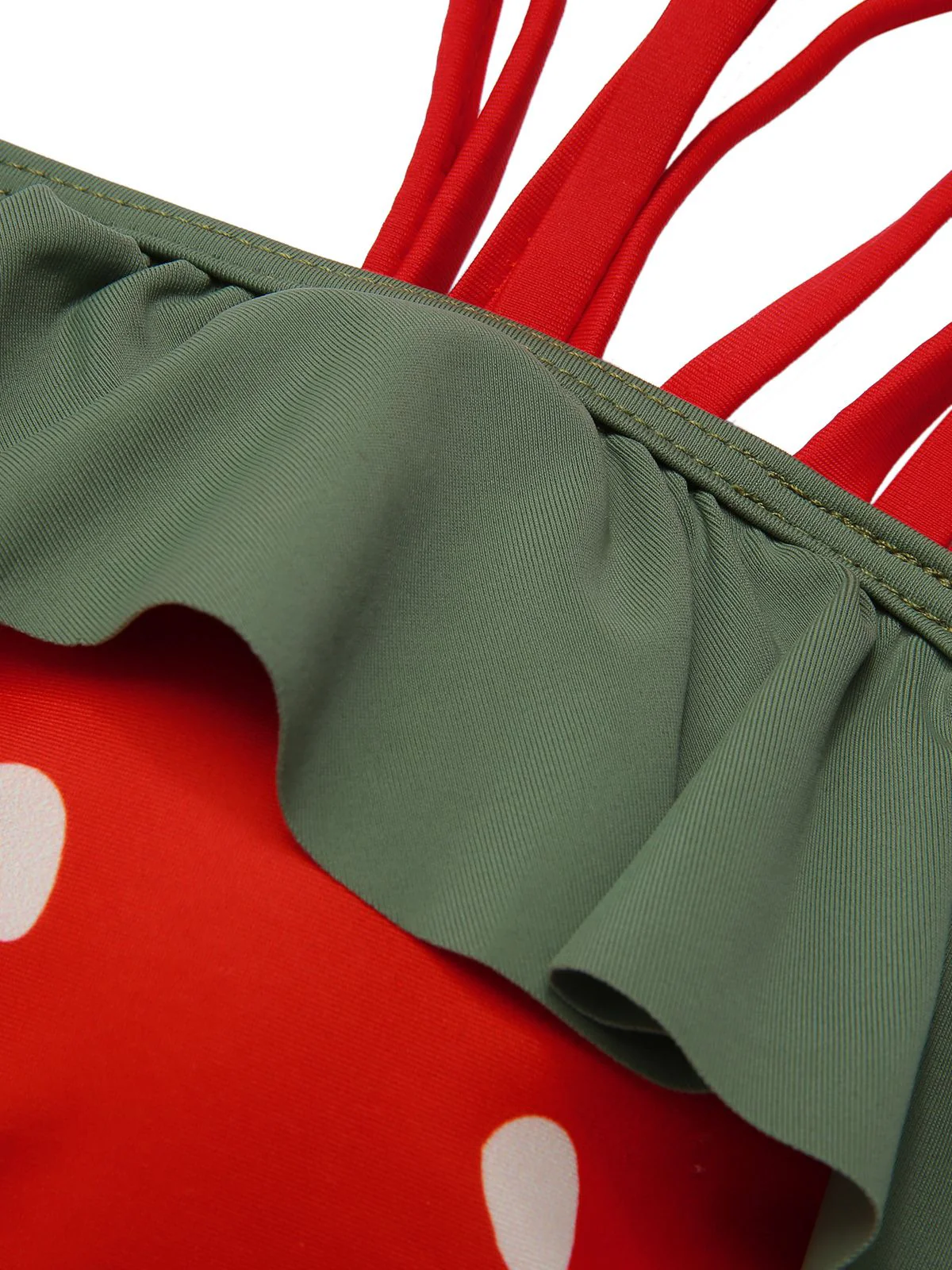 [Grande taille] Maillot de bain rouge à bretelles à volants et fraises des années 1950 - Image 5