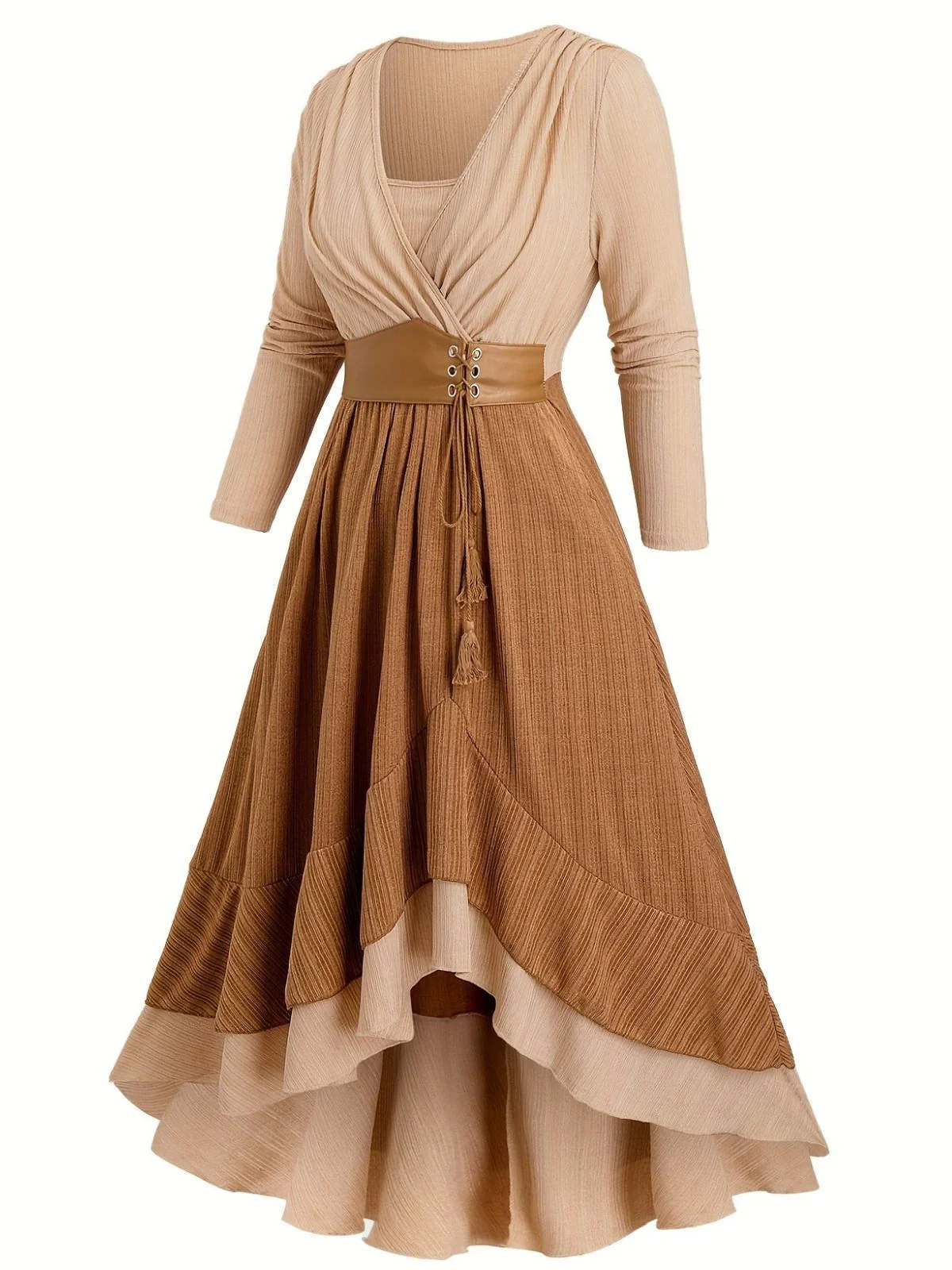 [Grande taille] Robe bohème côtelée à volants années 1970 - Image 2