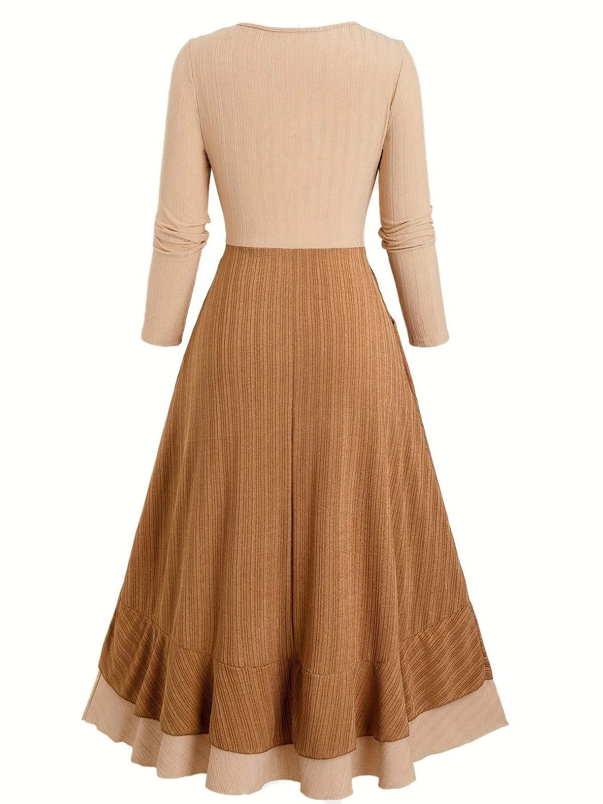 [Grande taille] Robe bohème côtelée à volants années 1970 - Image 3