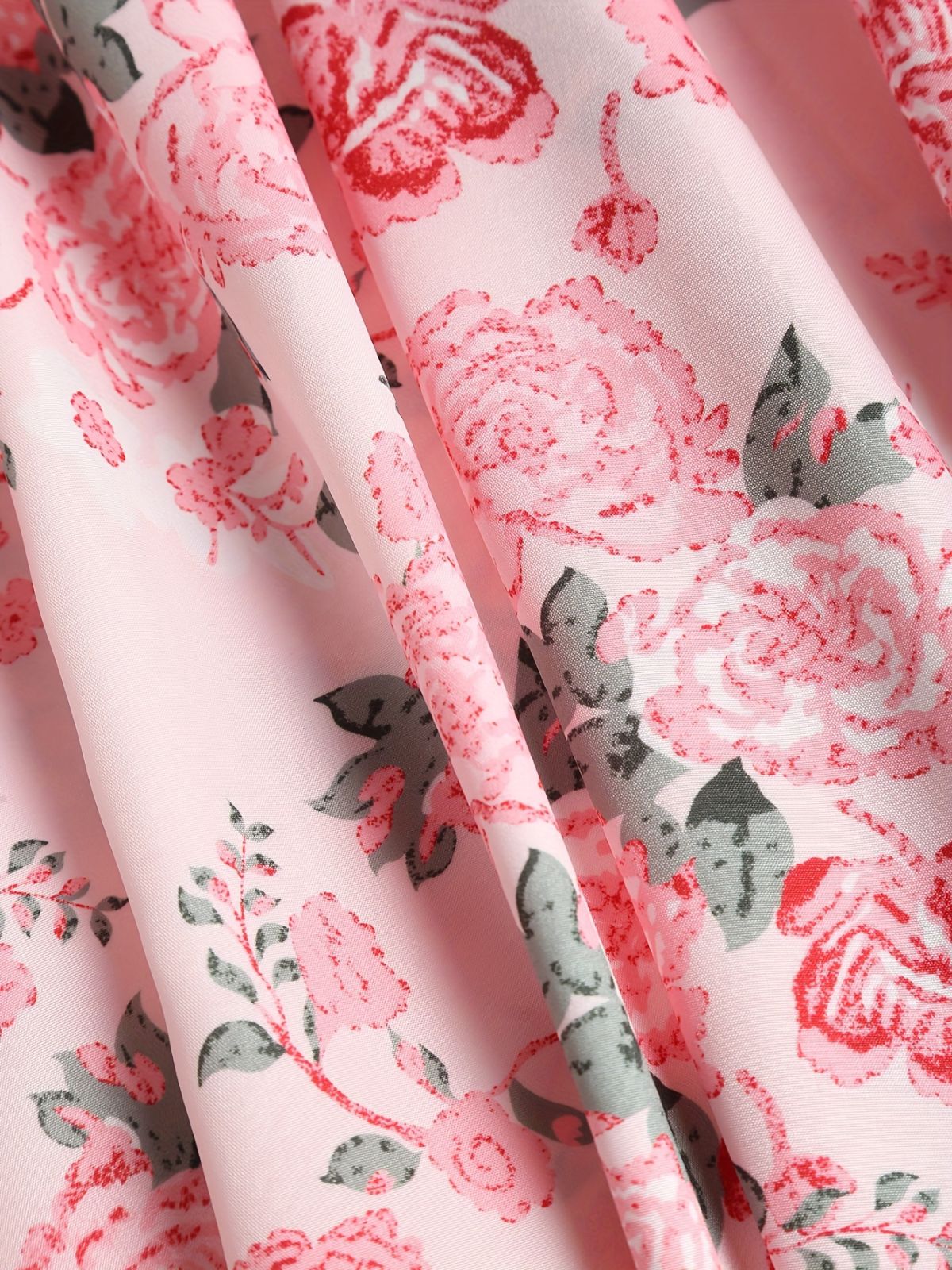 [Grande taille] Robe fleurie rose à col carré des années 1950 - Image 4