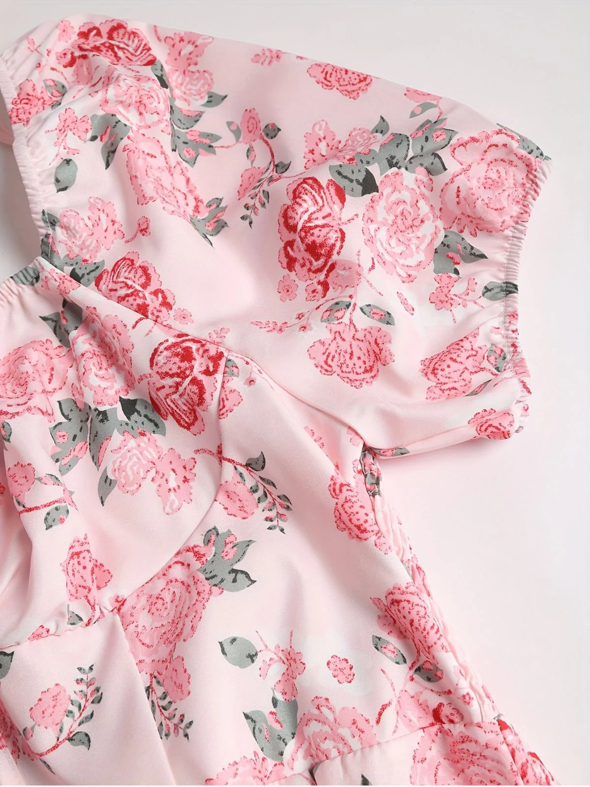 [Grande taille] Robe fleurie rose à col carré des années 1950 - Image 6