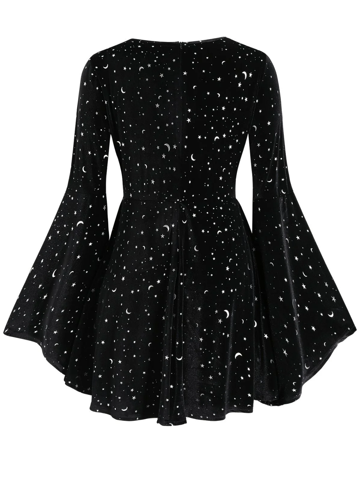 [Grande taille] Robe noire en velours col en V motif étoiles des années 1960 - Image 3