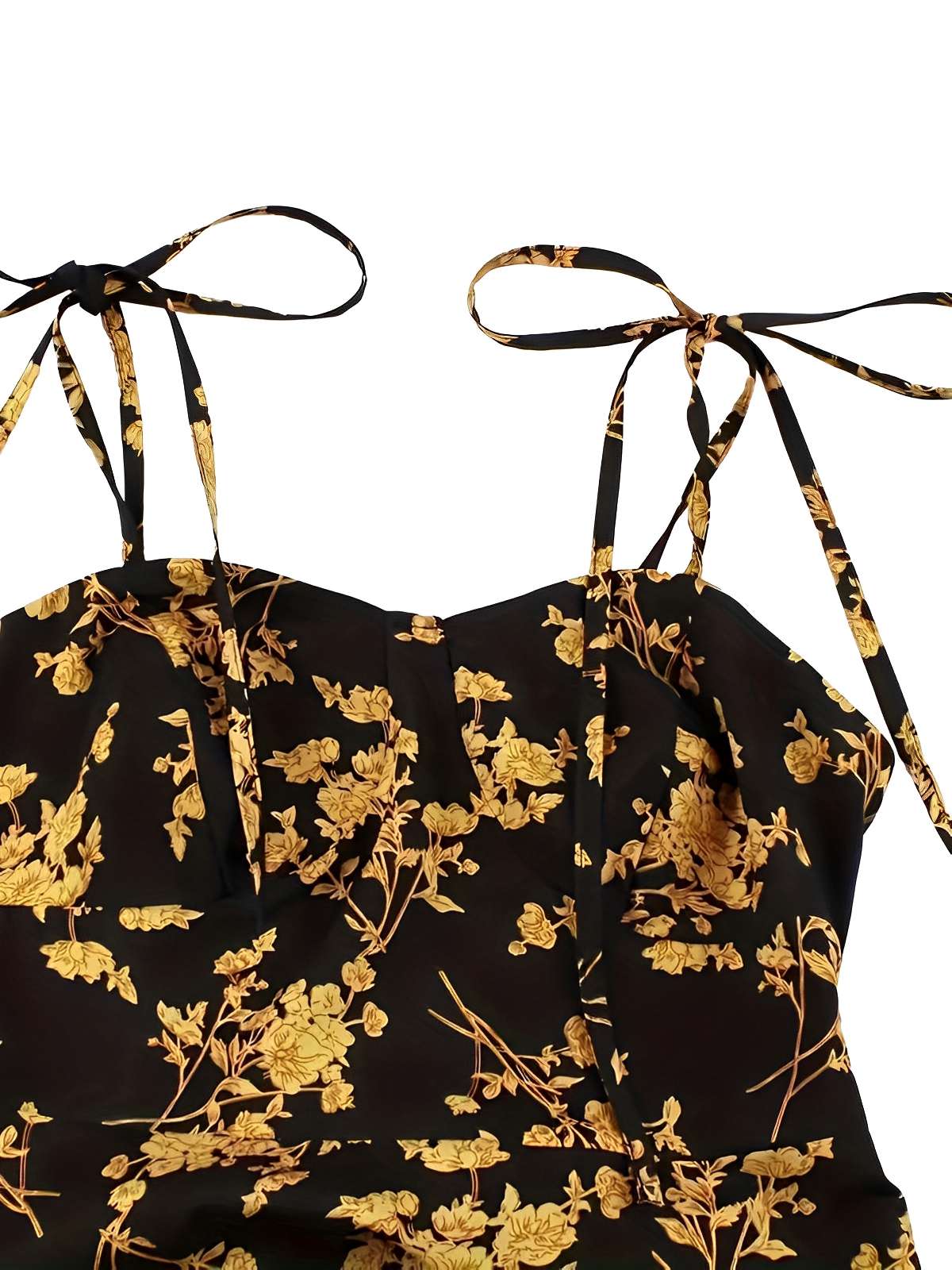 [Grande taille] Robe orange bretelles lacets petites fleurs des années 1940 - Image 4