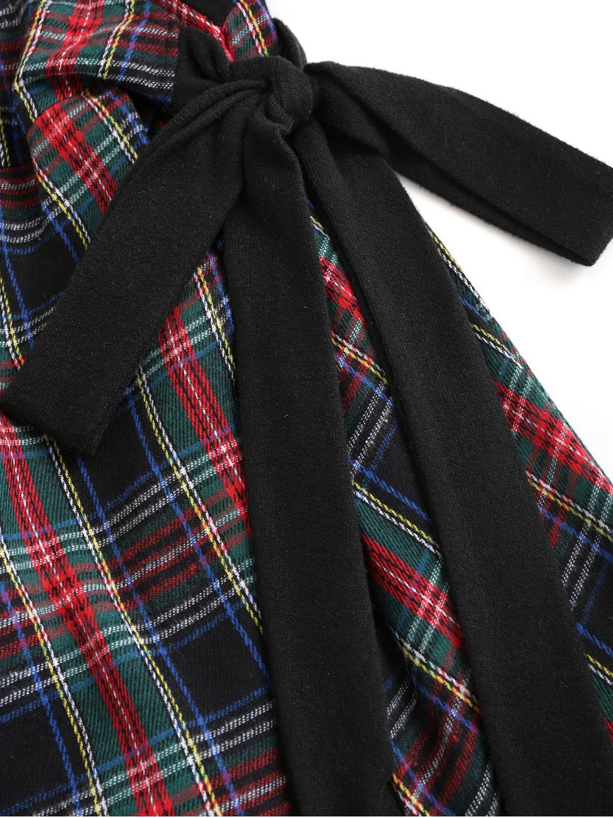 [Grande taille] Robe patchwork noire à carreaux découpés années 40 - Image 4