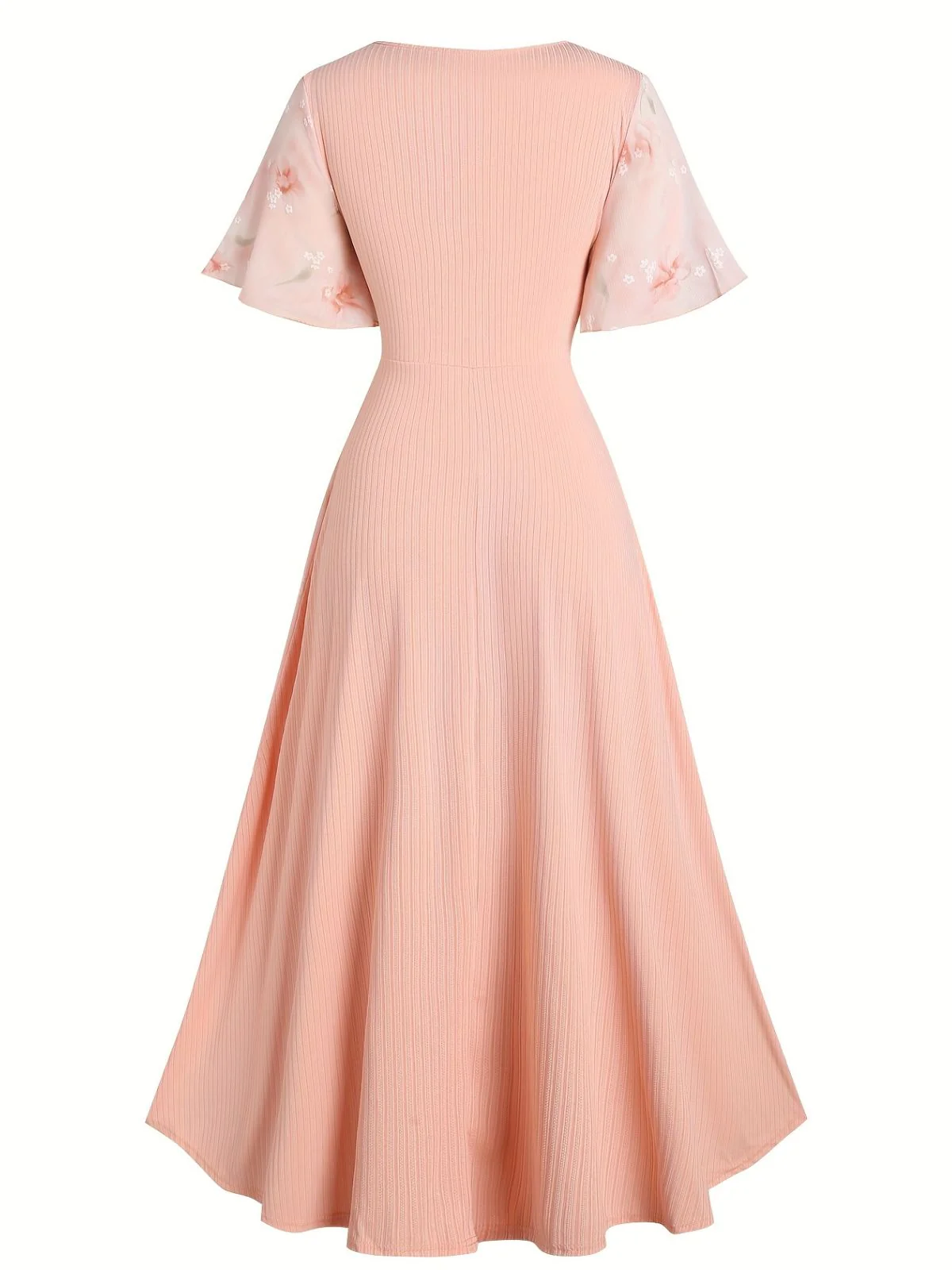 [Grande taille] Robe rose ourlet tulipe à fleurs patchwork des années 1970 - Image 3
