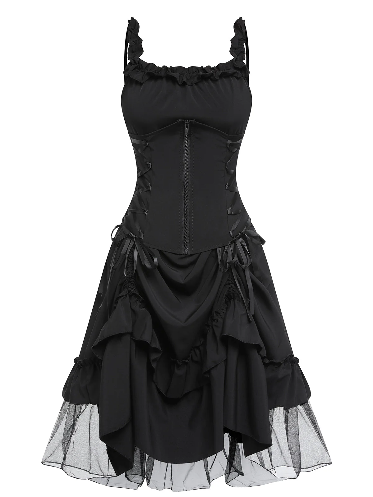 [Grande Taille] Robe trapèze Halloween en maille noire des années 1950