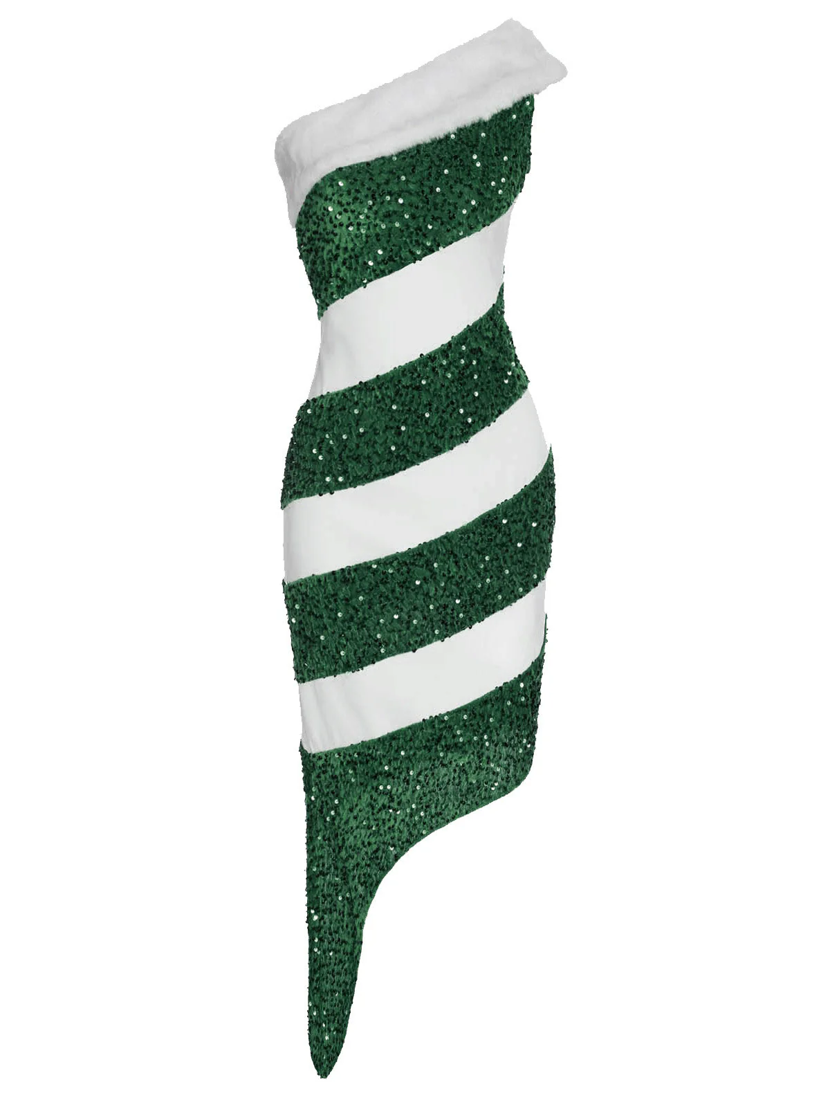 Robe à une épaule verte en forme de canne à sucre des années 1960 - Image 2