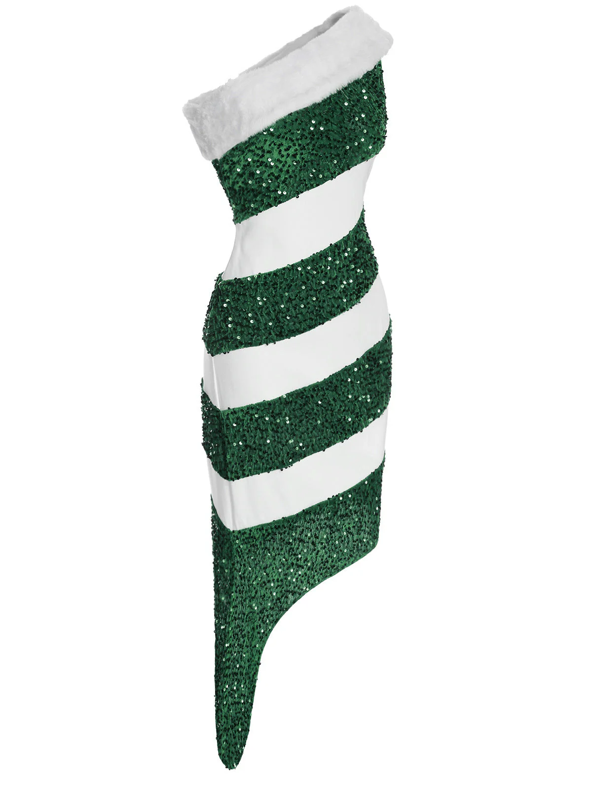 Robe à une épaule verte en forme de canne à sucre des années 1960 - Image 3