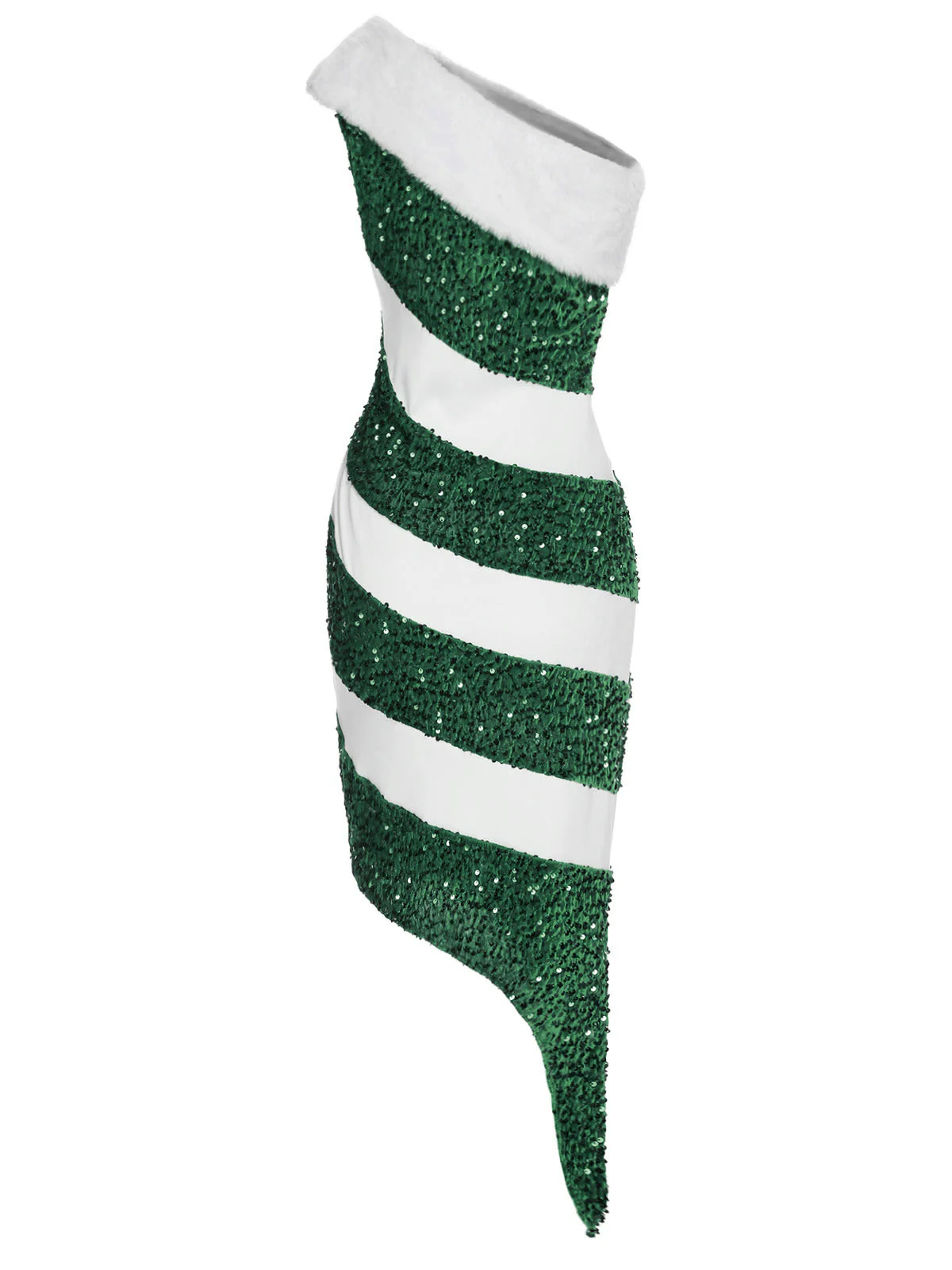 Robe à une épaule verte en forme de canne à sucre des années 1960 - Image 4
