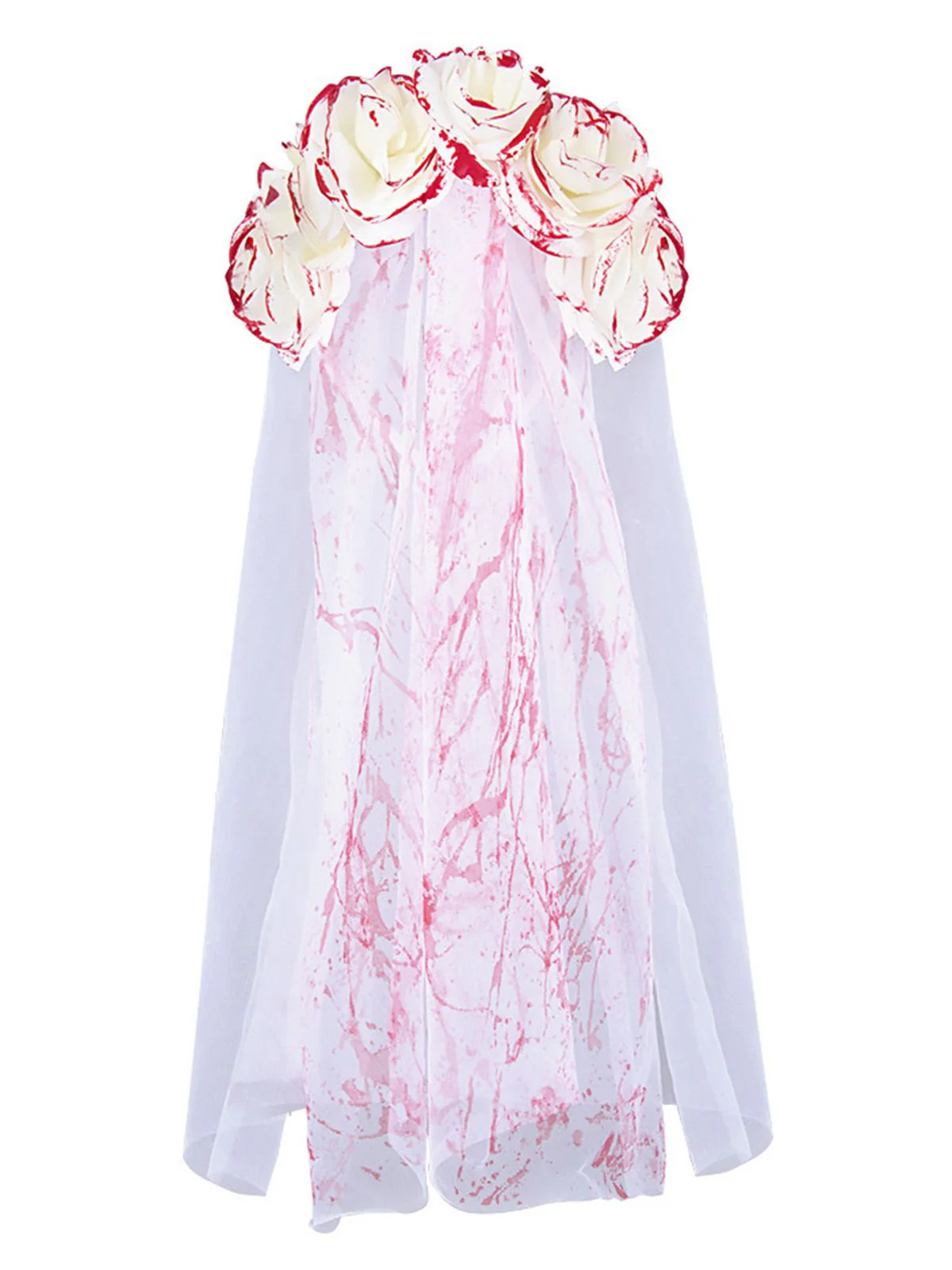 Voile de tulle de mariée fantôme à la rose de sang d'Halloween