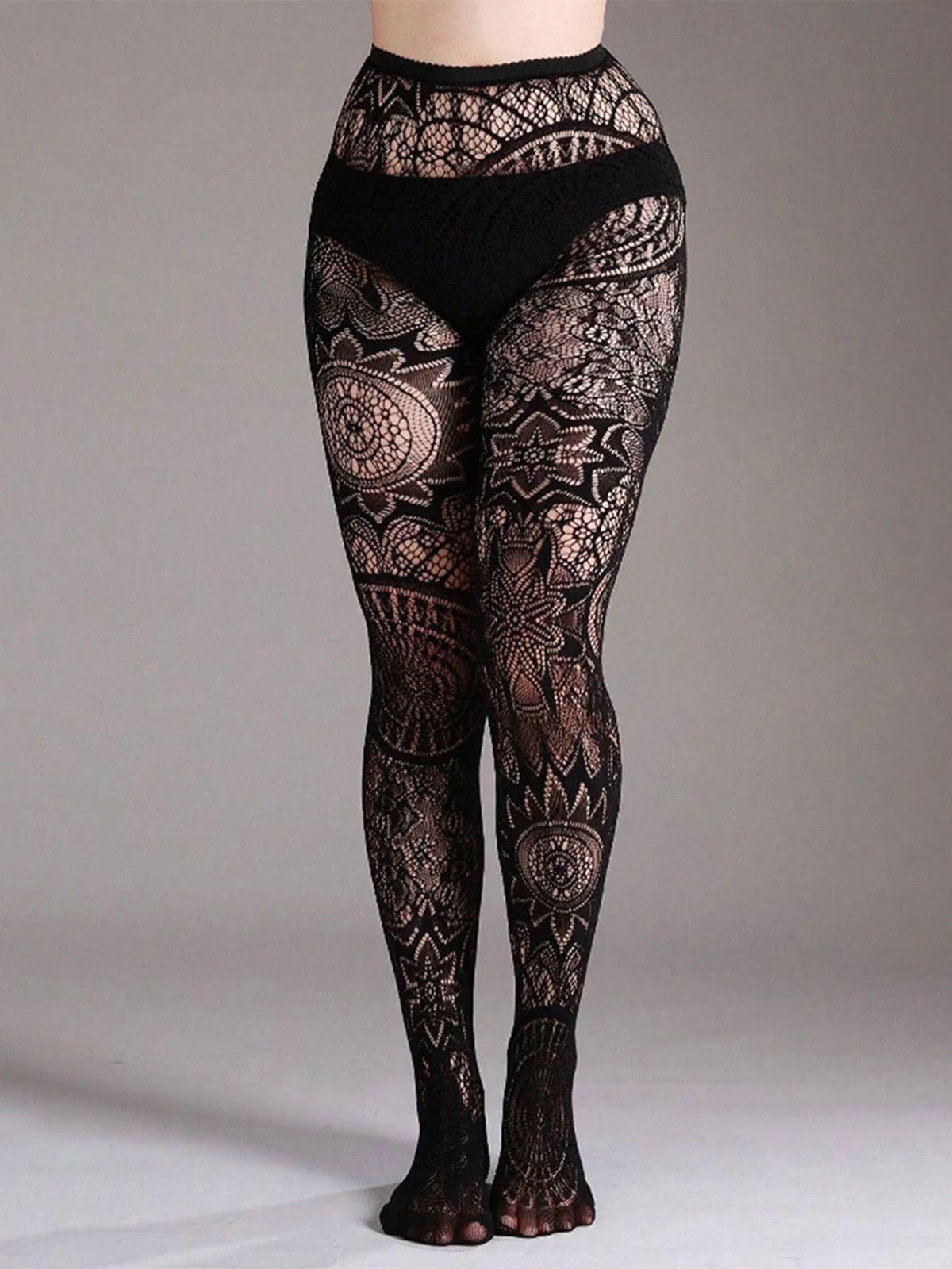 Collants transparents à motifs floraux en dentelle gothique d'Halloween - Image 2
