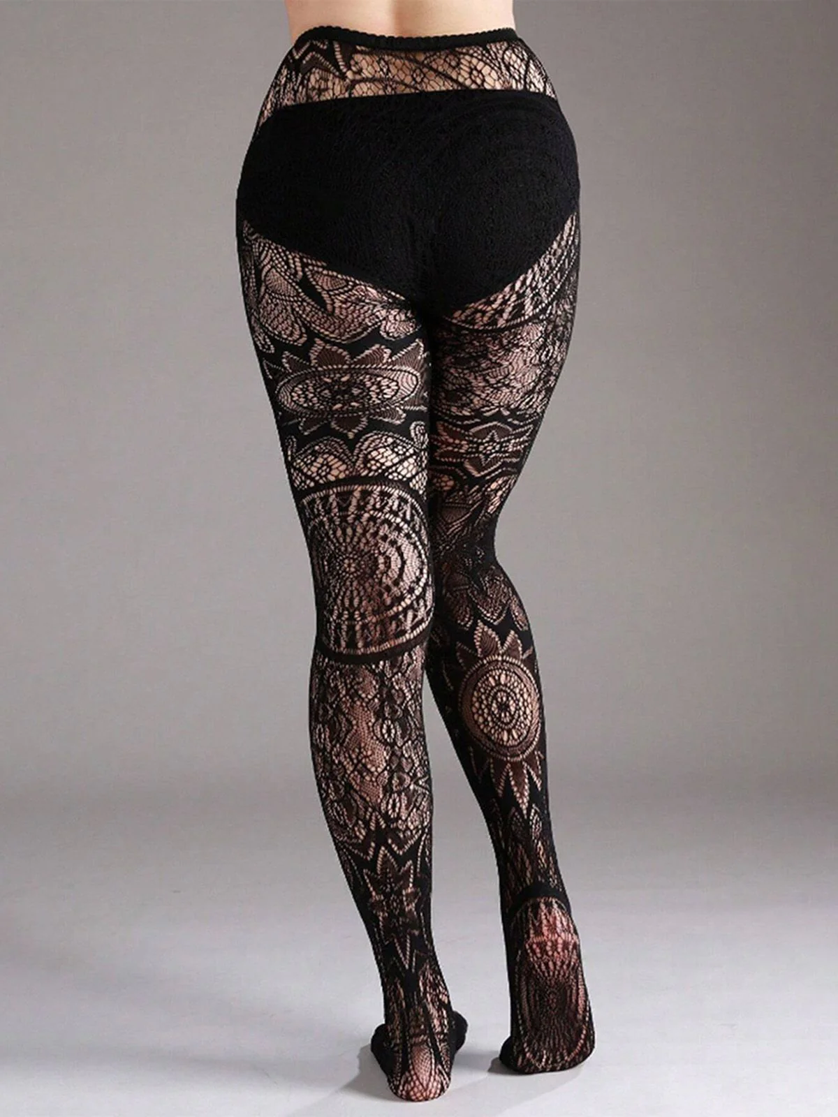 Collants transparents à motifs floraux en dentelle gothique d'Halloween - Image 4