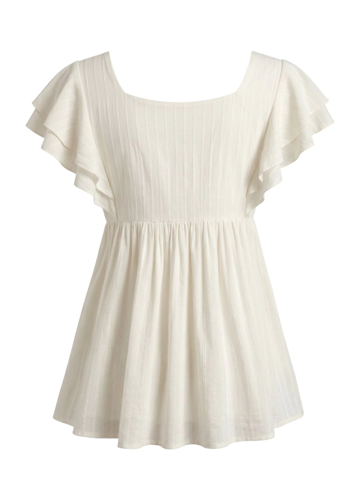 Haut babydoll manches volantées et broderies florales années 70 - Image 2