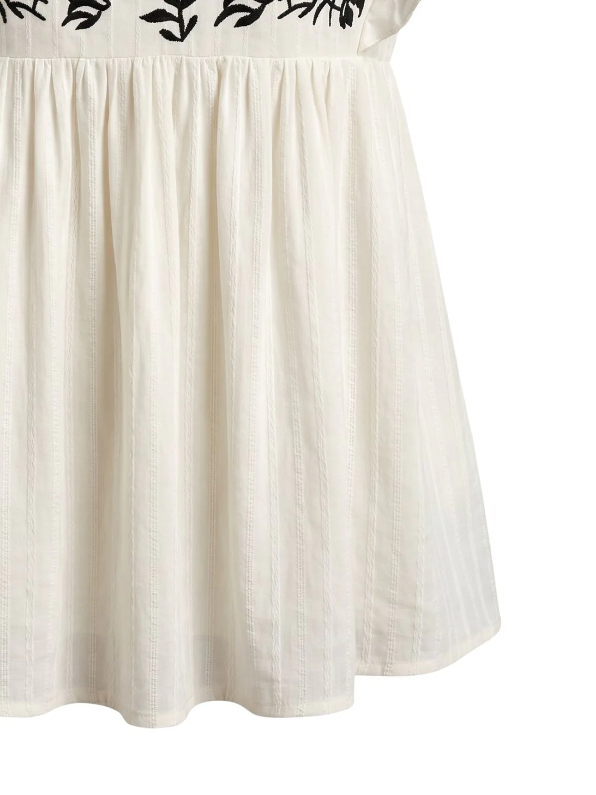 Haut babydoll manches volantées et broderies florales années 70 - Image 6