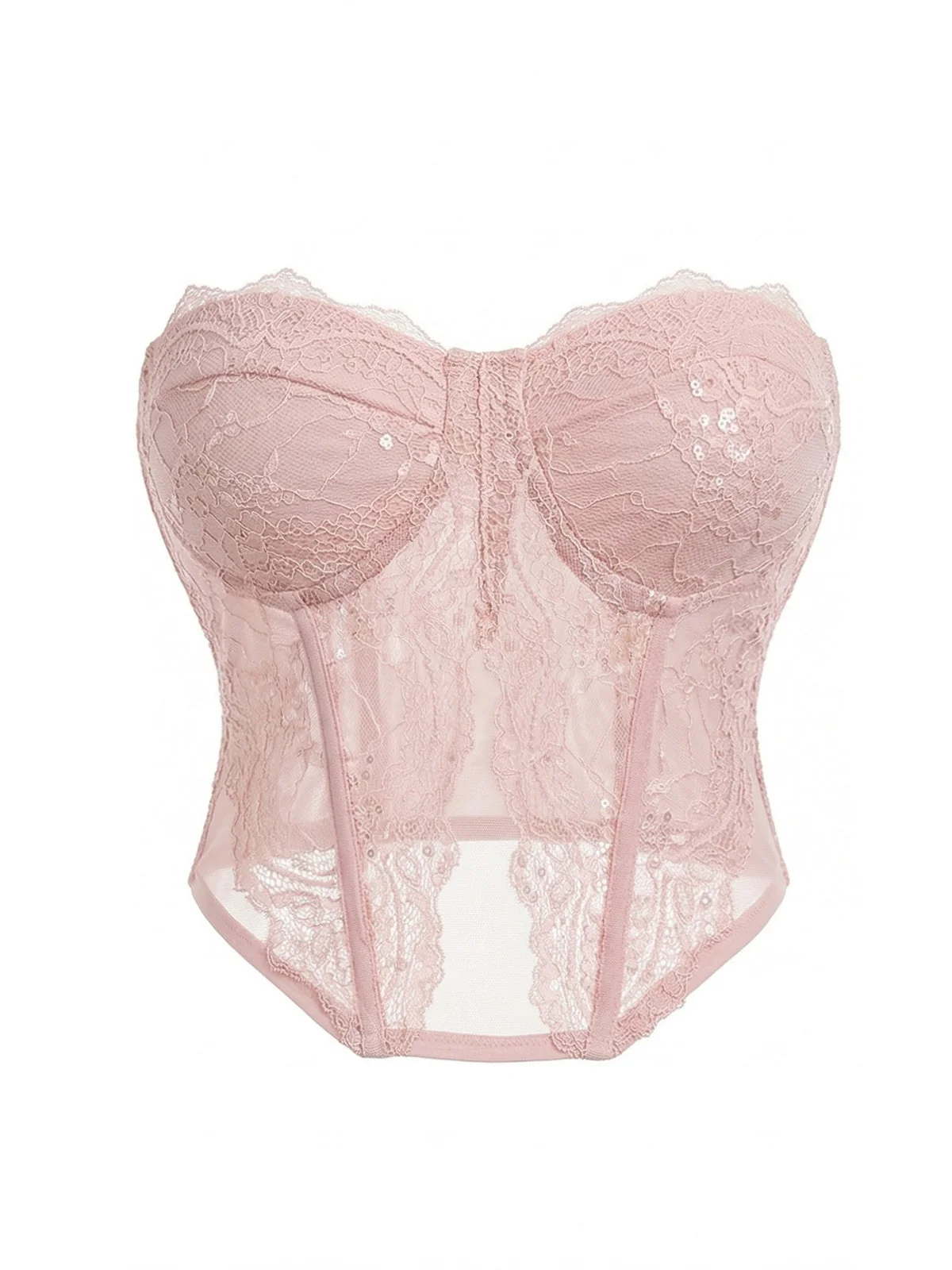 Haut bandeau uni en dentelle rose foncé années 80