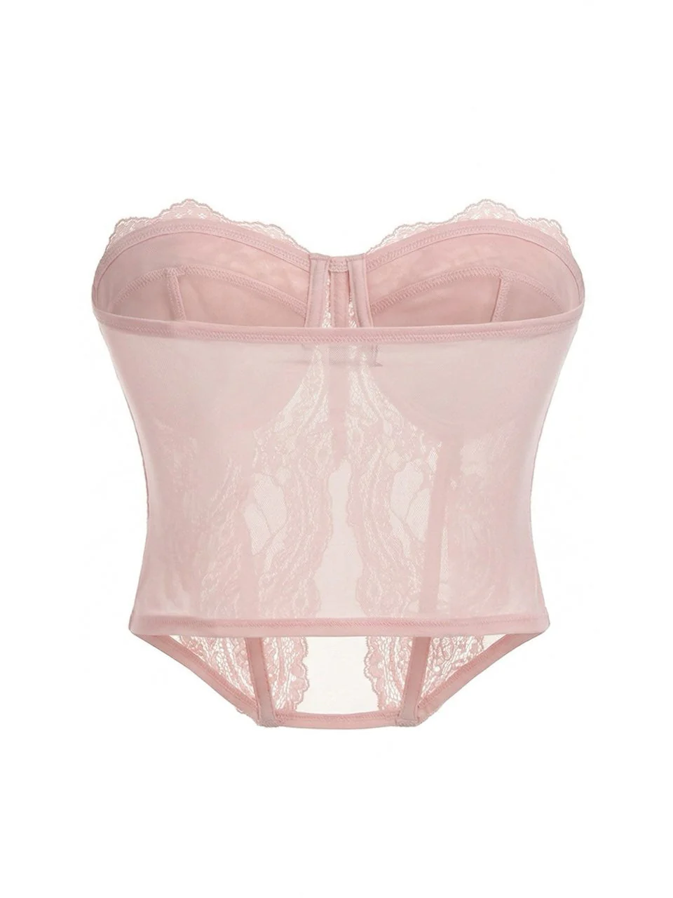 Haut bandeau uni en dentelle rose foncé années 80 - Image 2