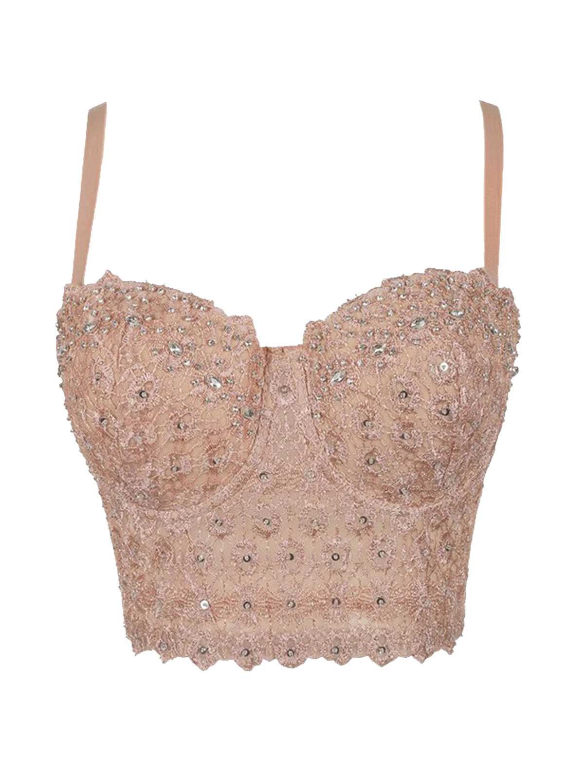Haut corset à bretelles et strass scintillants des années 1980 - Image 4