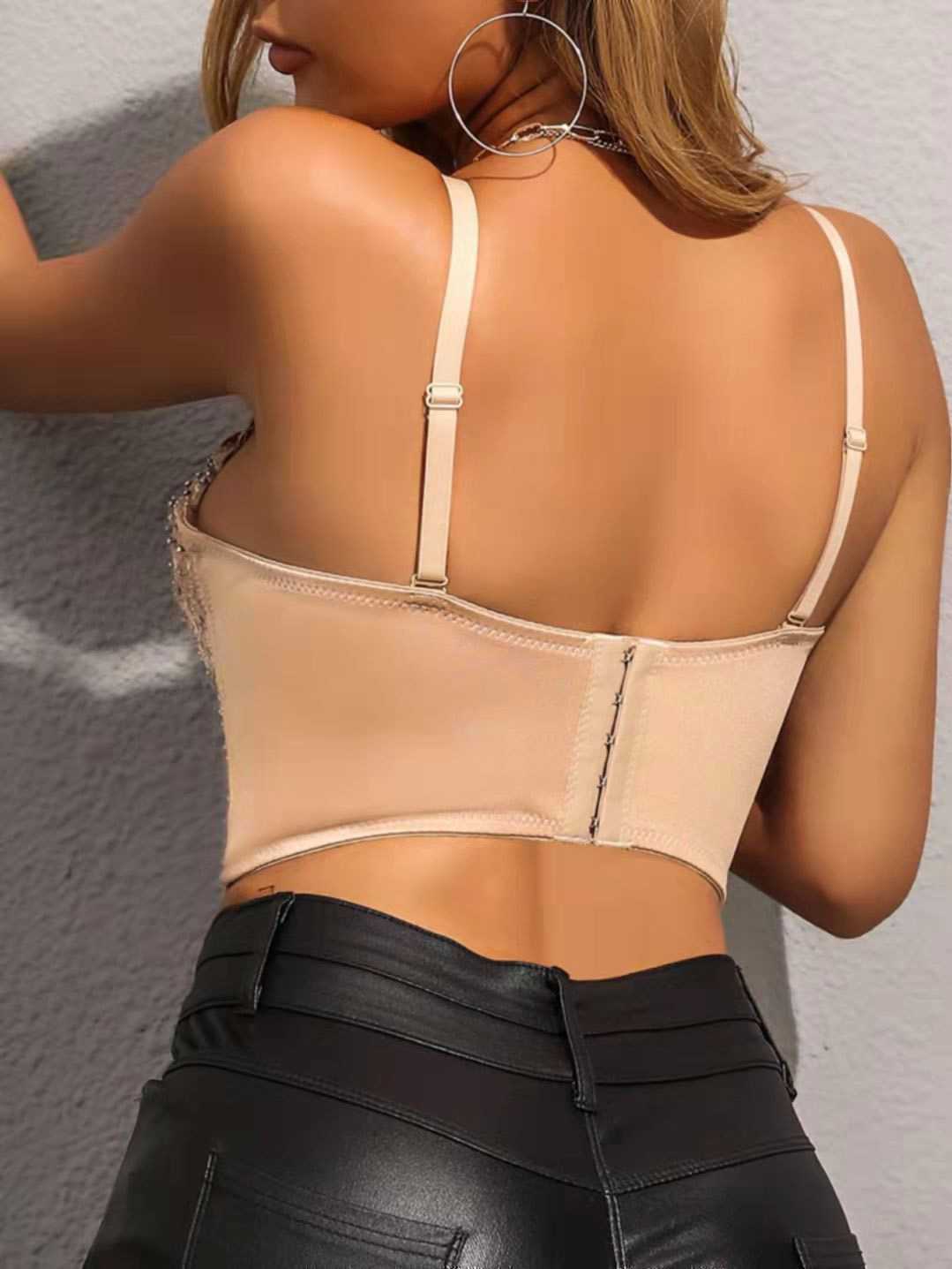 Haut corset à bretelles et strass scintillants des années 1980 - Image 6