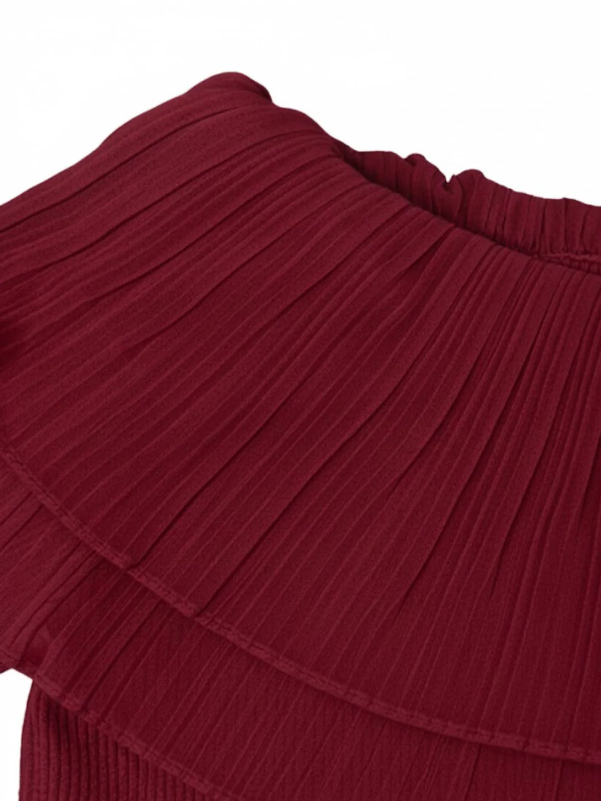 Haut en maille rouge bordeaux épaules dénudées et manches évasées années 1960 - Image 4