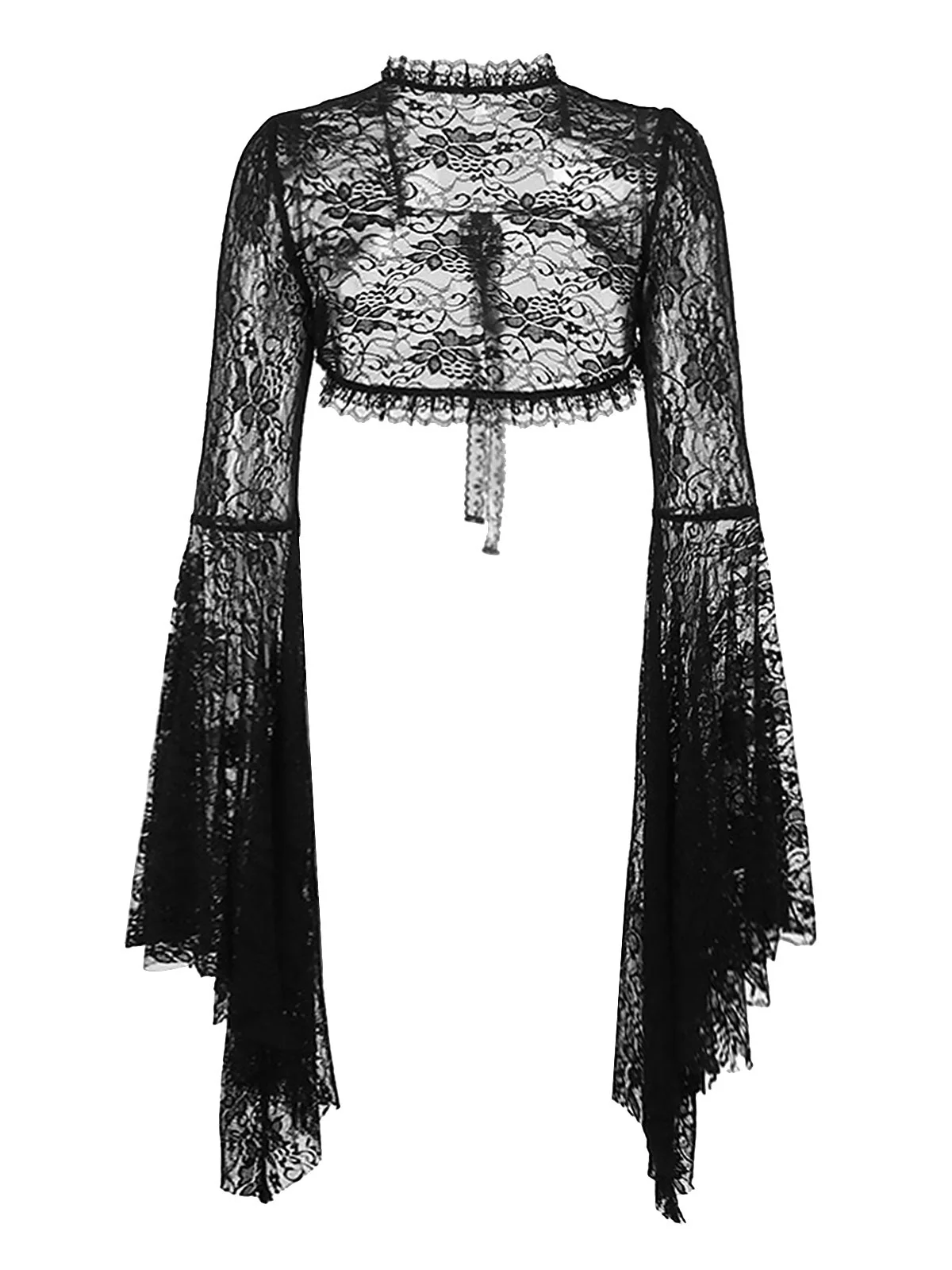 Haut noir à manches évasées en dentelle d'Halloween des années 1930 - Image 2
