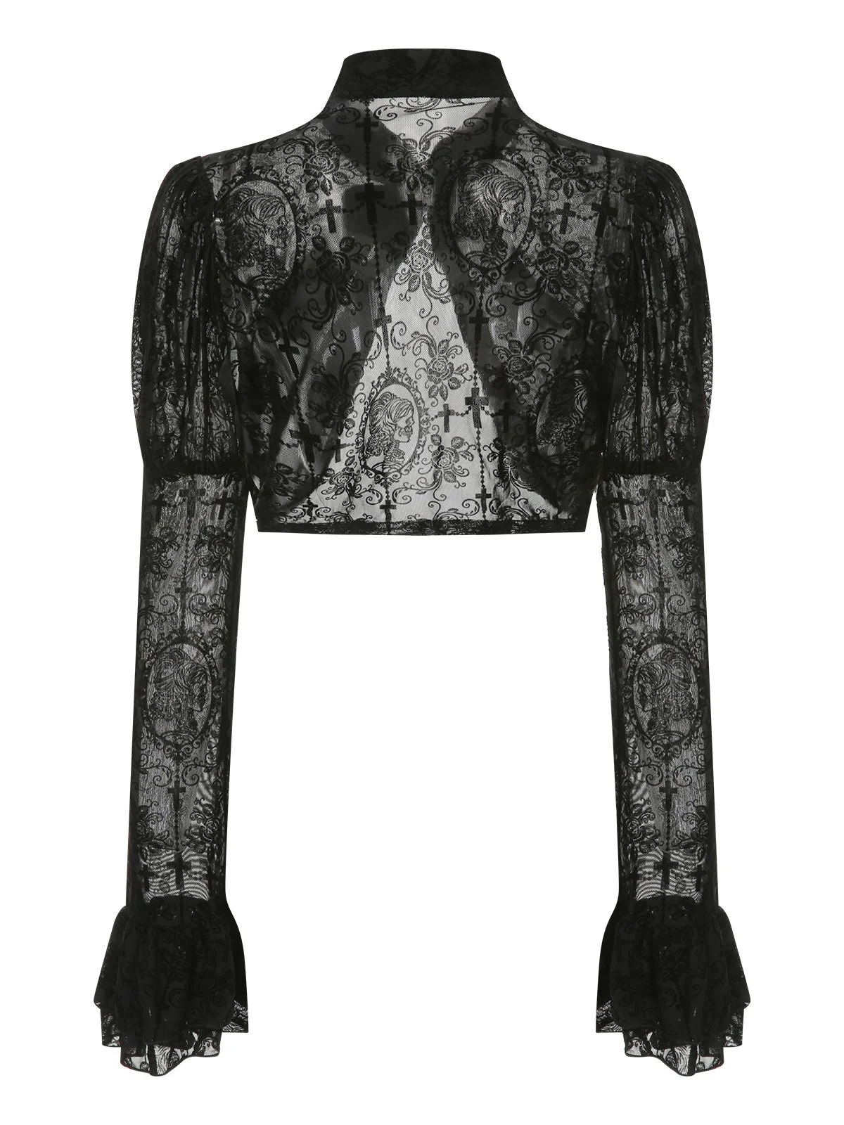 Haut noir boucle gothique en dentelle pour Halloween des années 1960 - Image 3