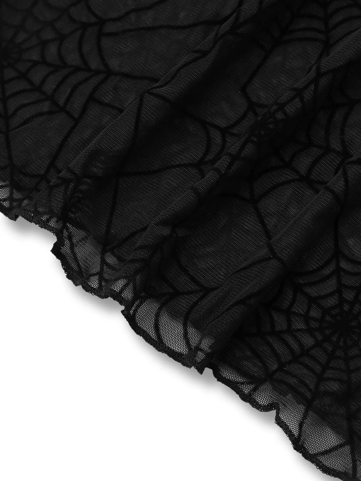 Haut noire en toile d'araignée à manches évangélistes années 1970 - Image 4