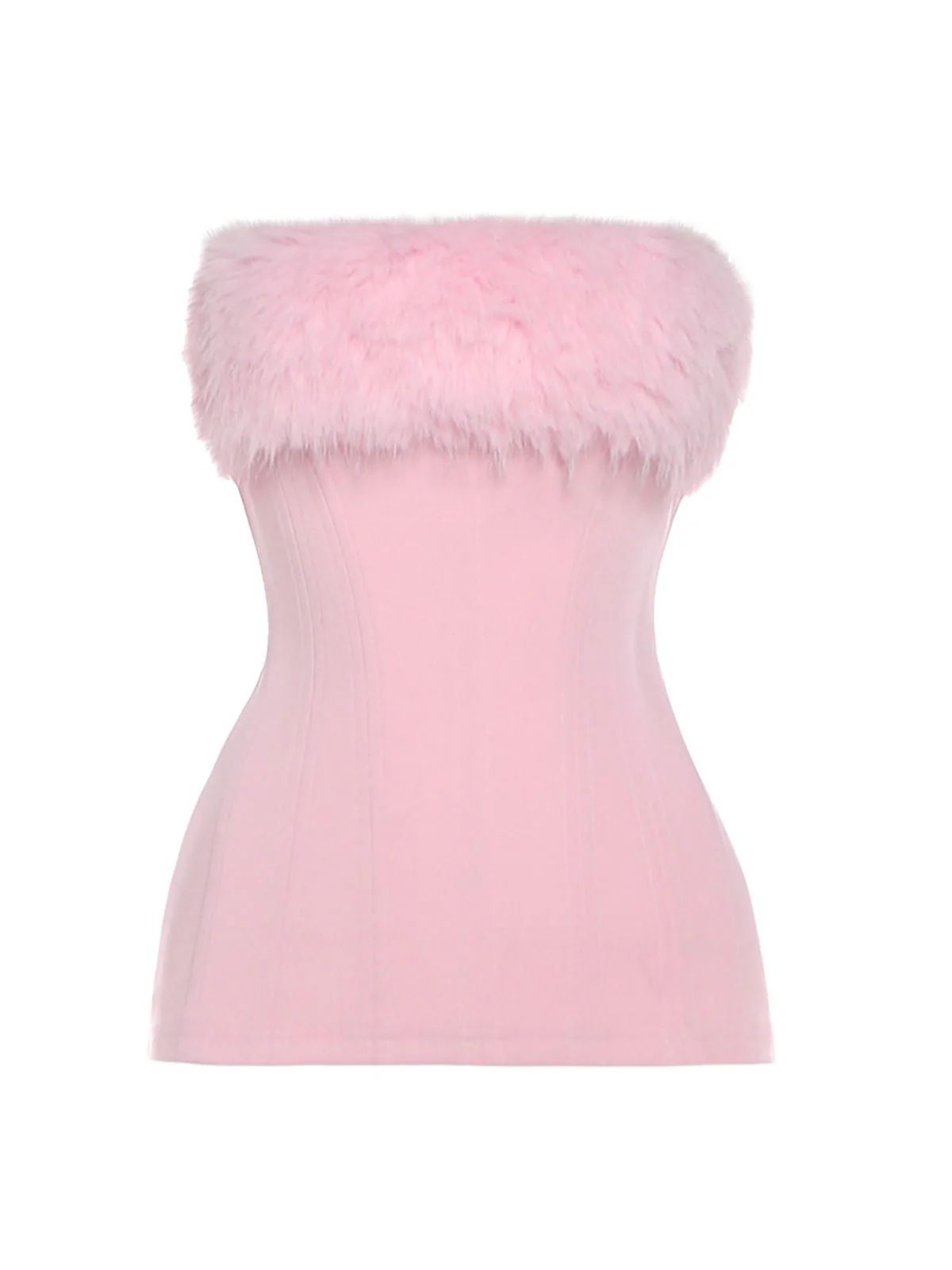 Haut uni moulant sans bretelles en peluche des années 1980 - Image 2