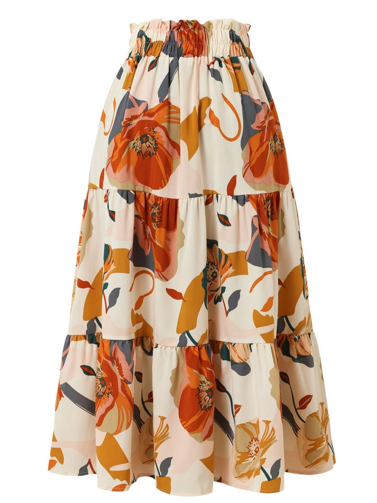 Jupe à volants style bohème à fleurs et nœud des années 1970 - Image 2