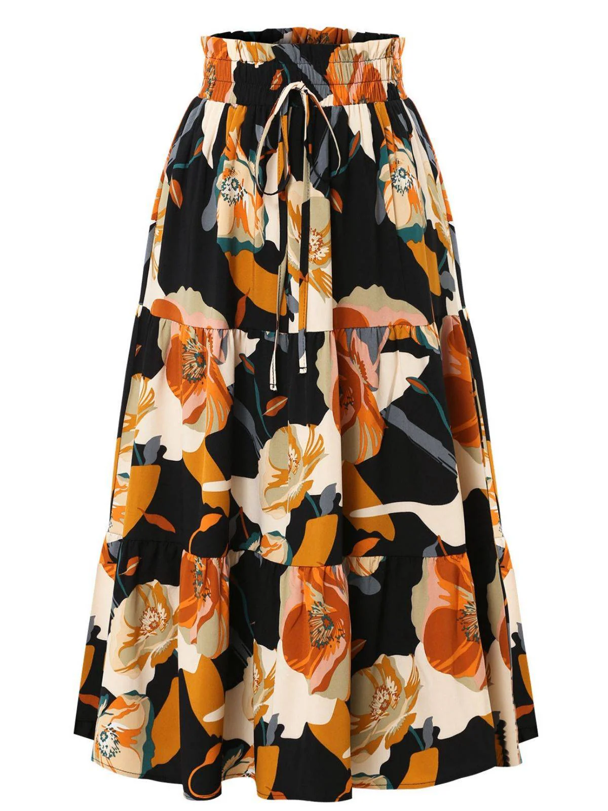 Jupe à volants style bohème à fleurs et nœud des années 1970 - Image 6