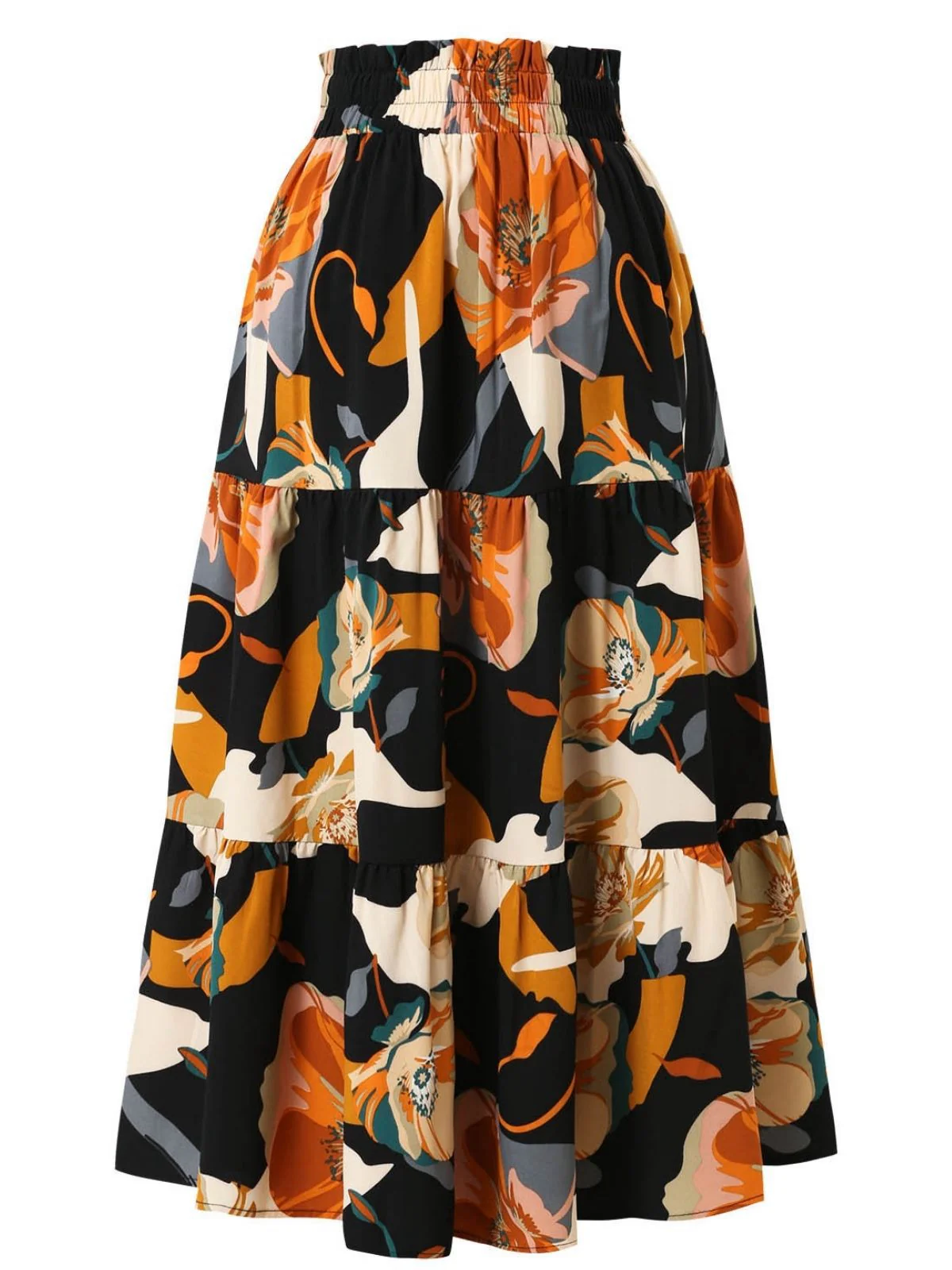 Jupe à volants style bohème à fleurs et nœud des années 1970 - Image 7