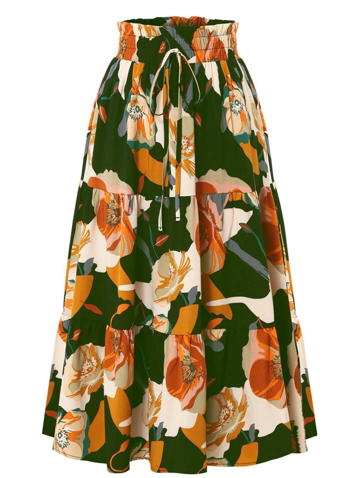 Jupe à volants style bohème à fleurs et nœud des années 1970 - Image 9