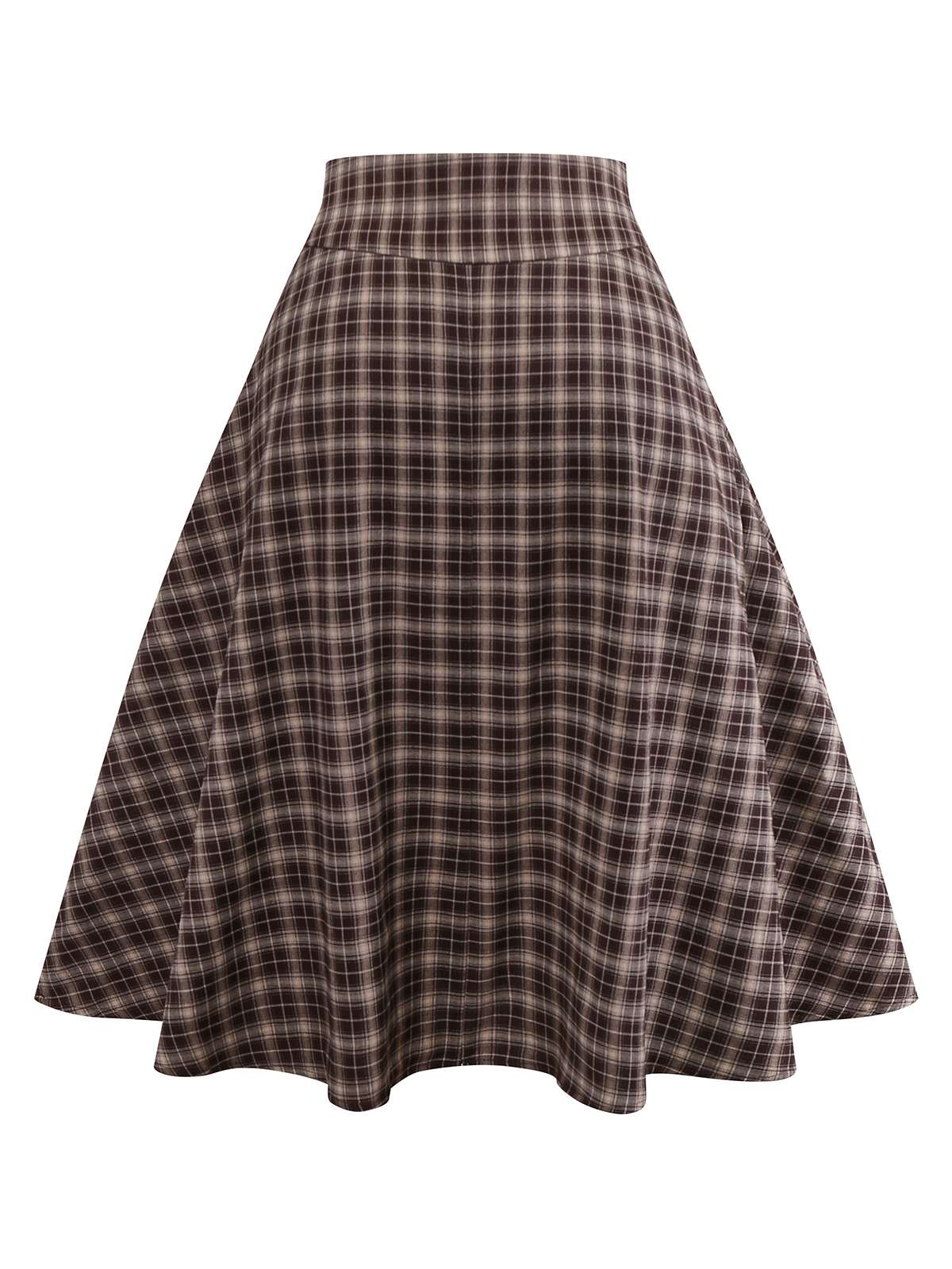 Jupe à carreaux vichy marron taille large des années 1940 - Image 5