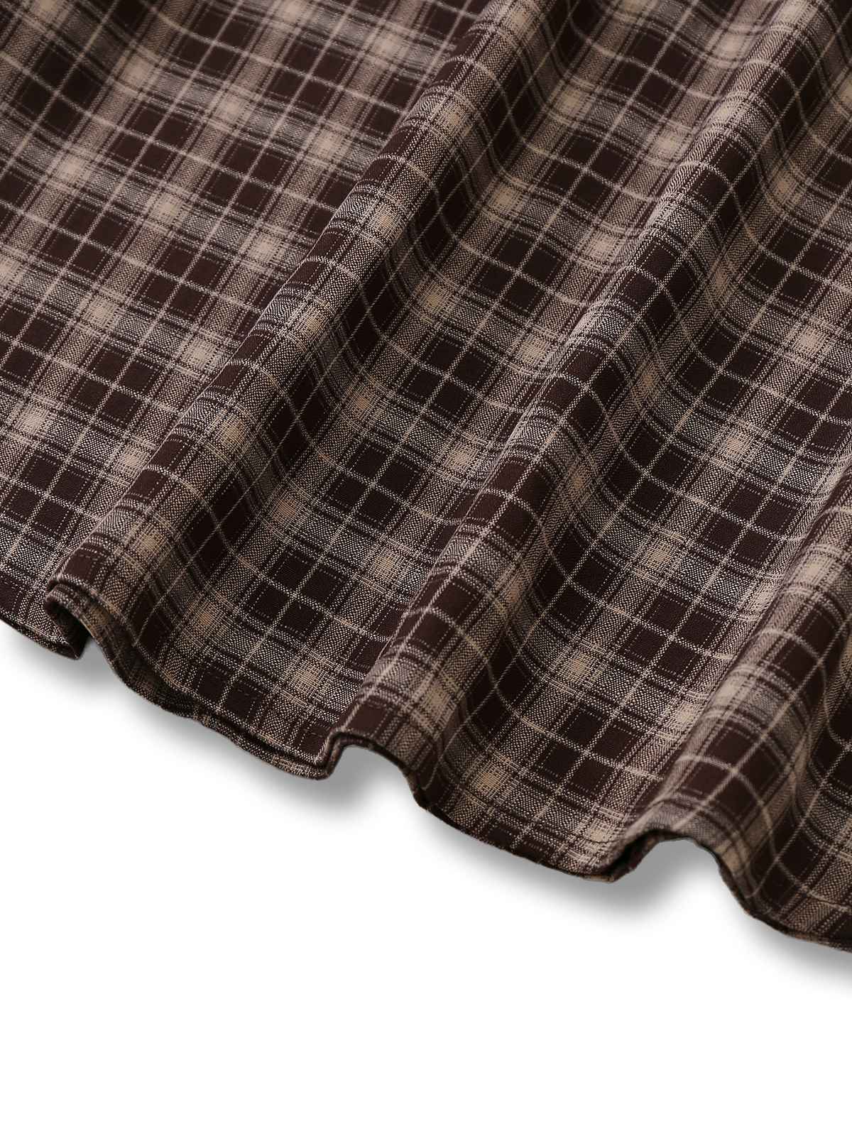 Jupe à carreaux vichy marron taille large des années 1940 - Image 7