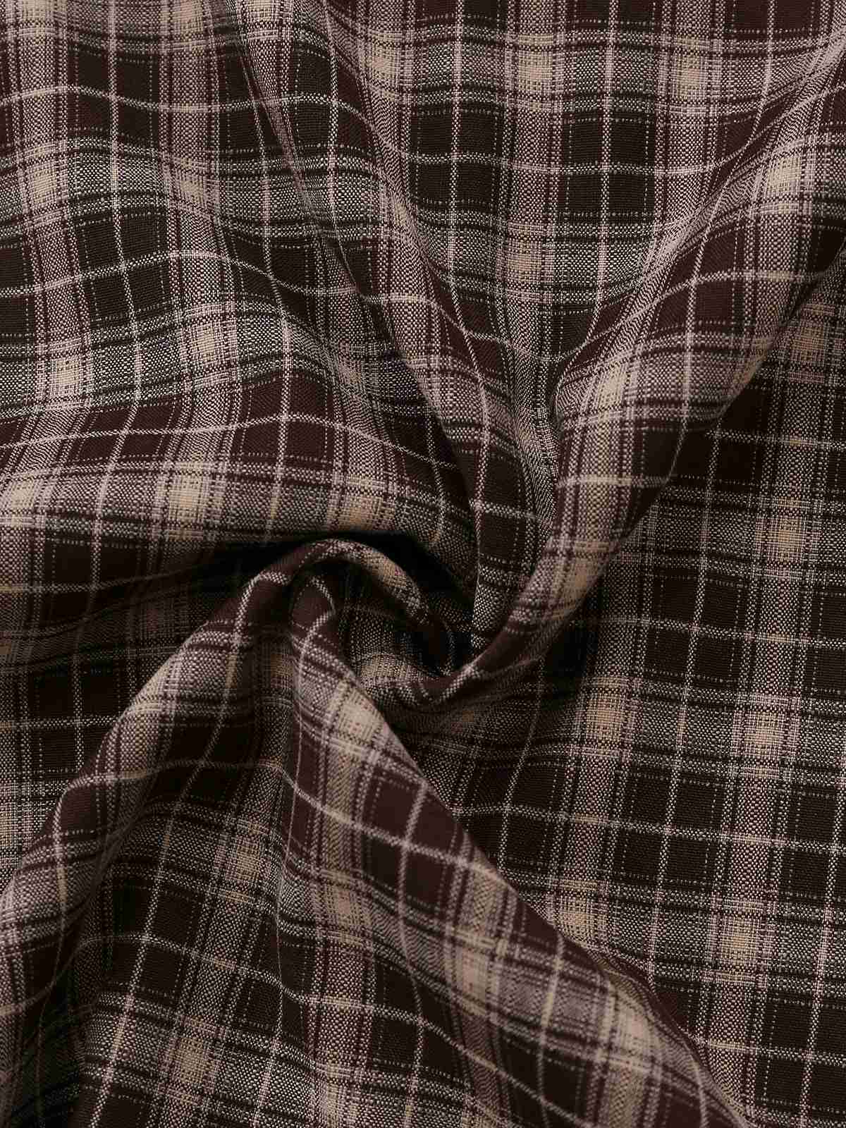 Jupe à carreaux vichy marron taille large des années 1940 - Image 8