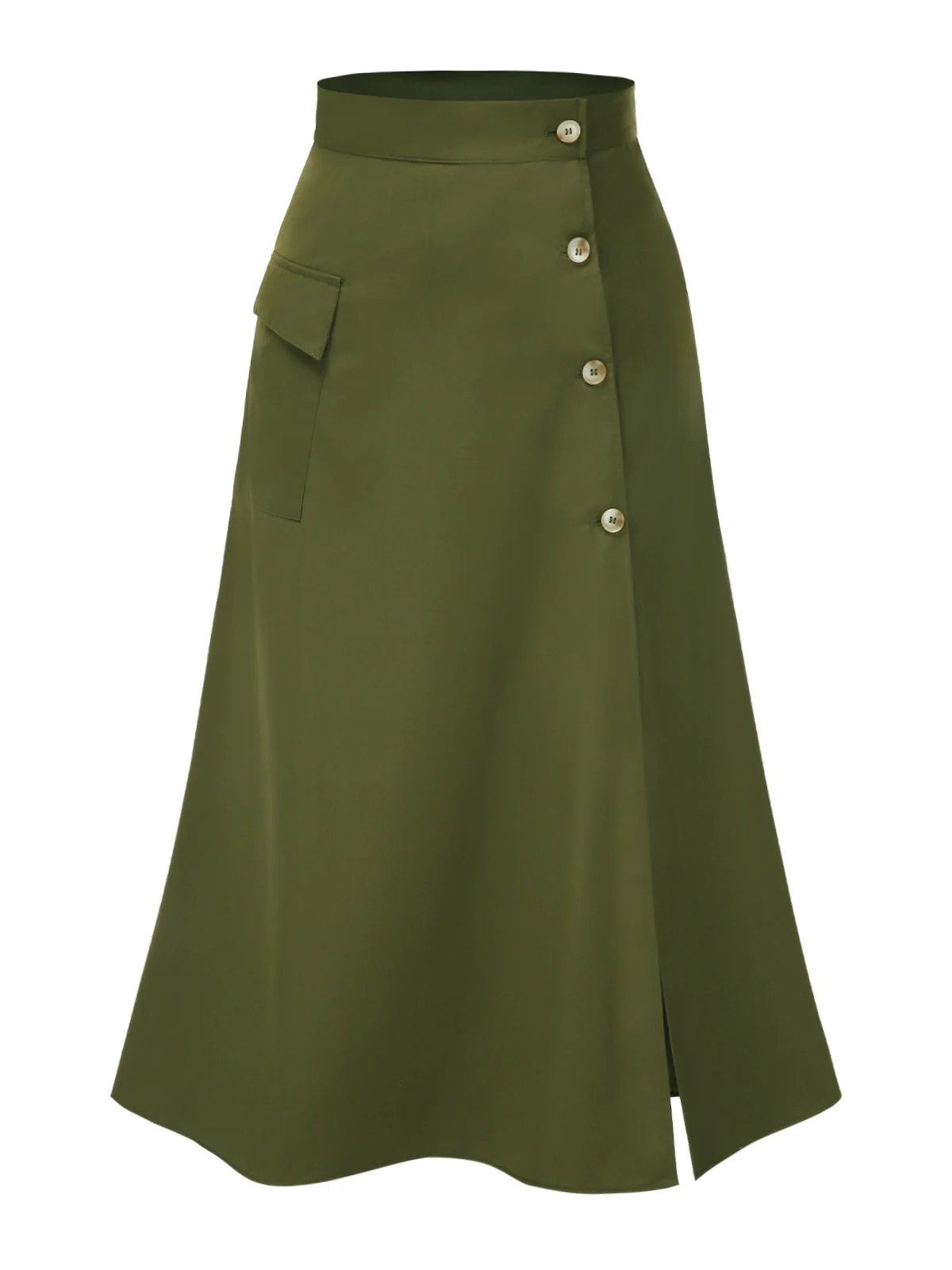 [Prévente] Jupe fendue à boutons vert olive des années 40 - Image 2