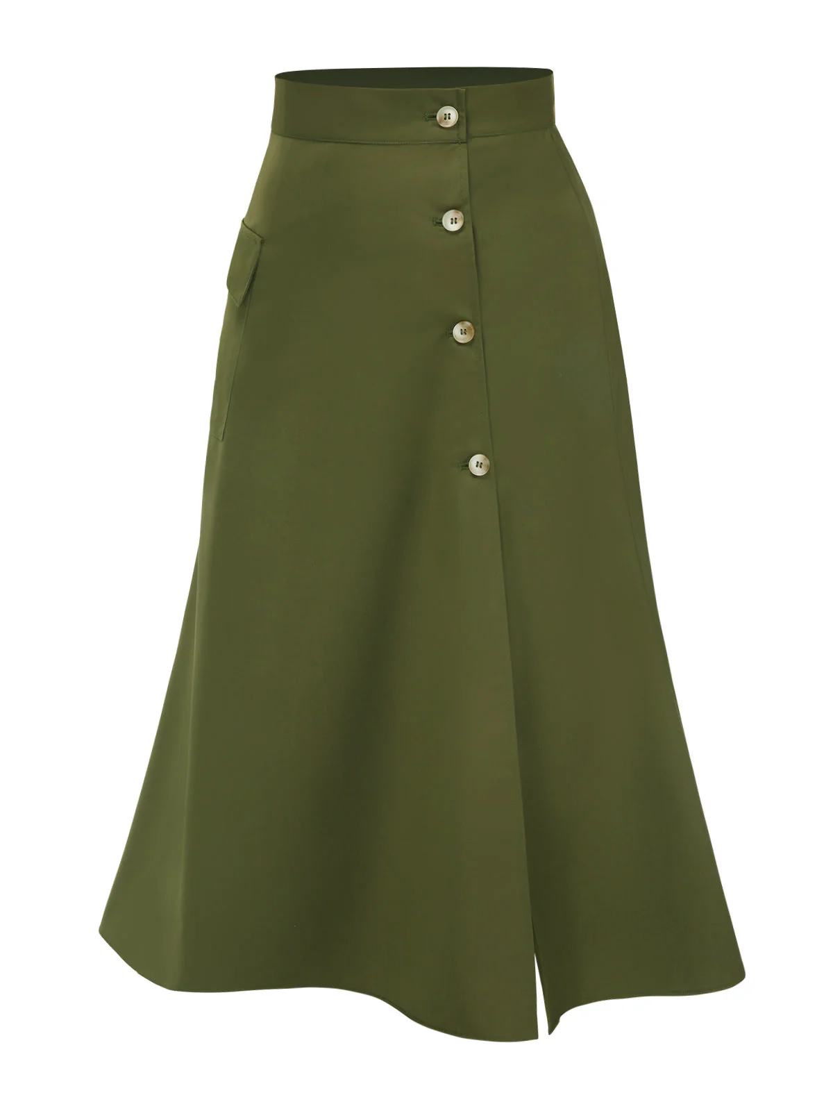 [Prévente] Jupe fendue à boutons vert olive des années 40 - Image 3