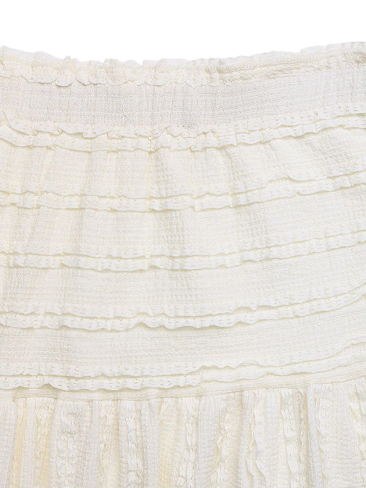 Jupe Longue Texturée Élastique Bohème Beige Années 1970 - Image 5