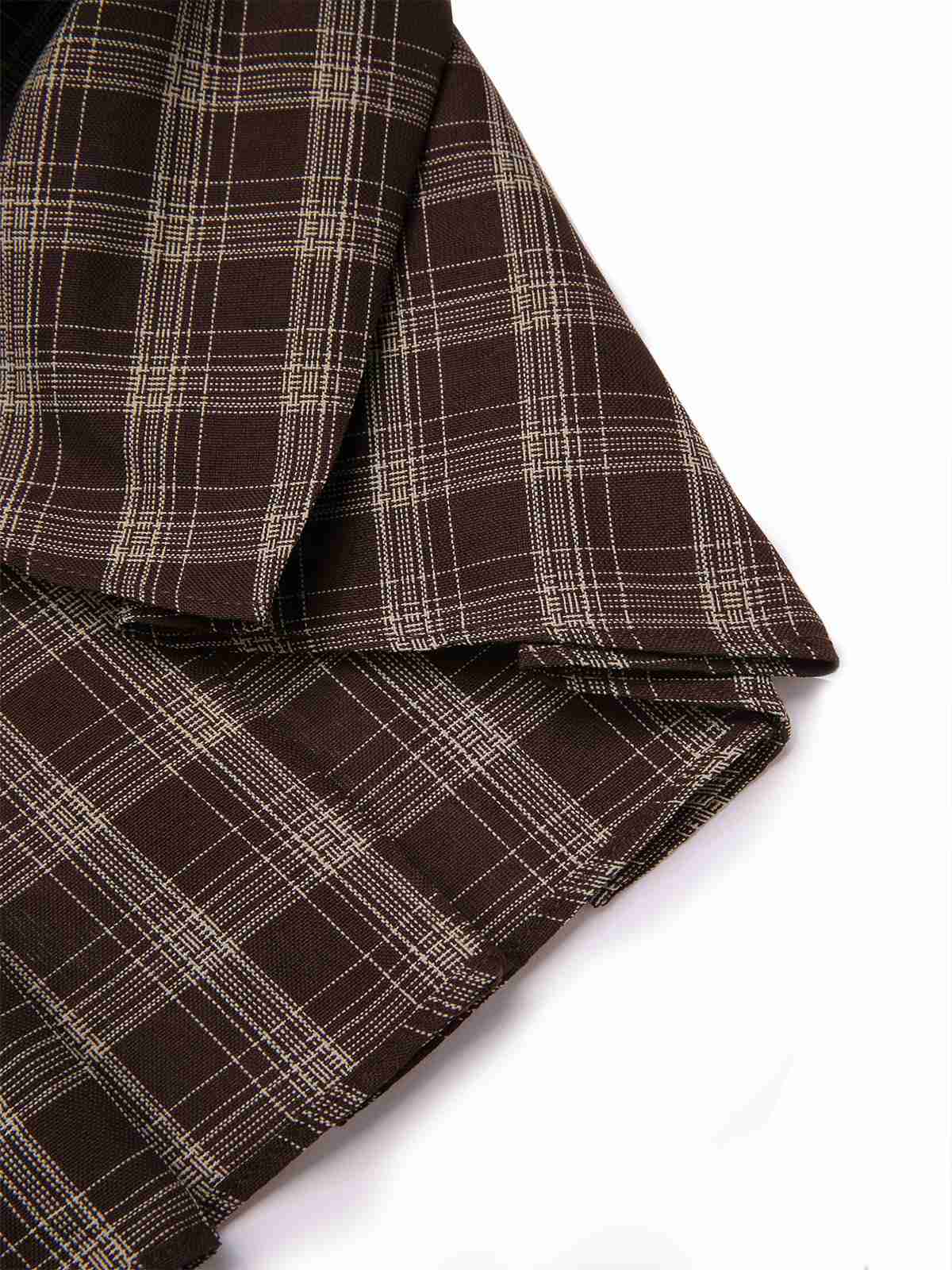 Jupe plissée à carreaux en patchwork marron avec ceinture des années 1960 - Image 7