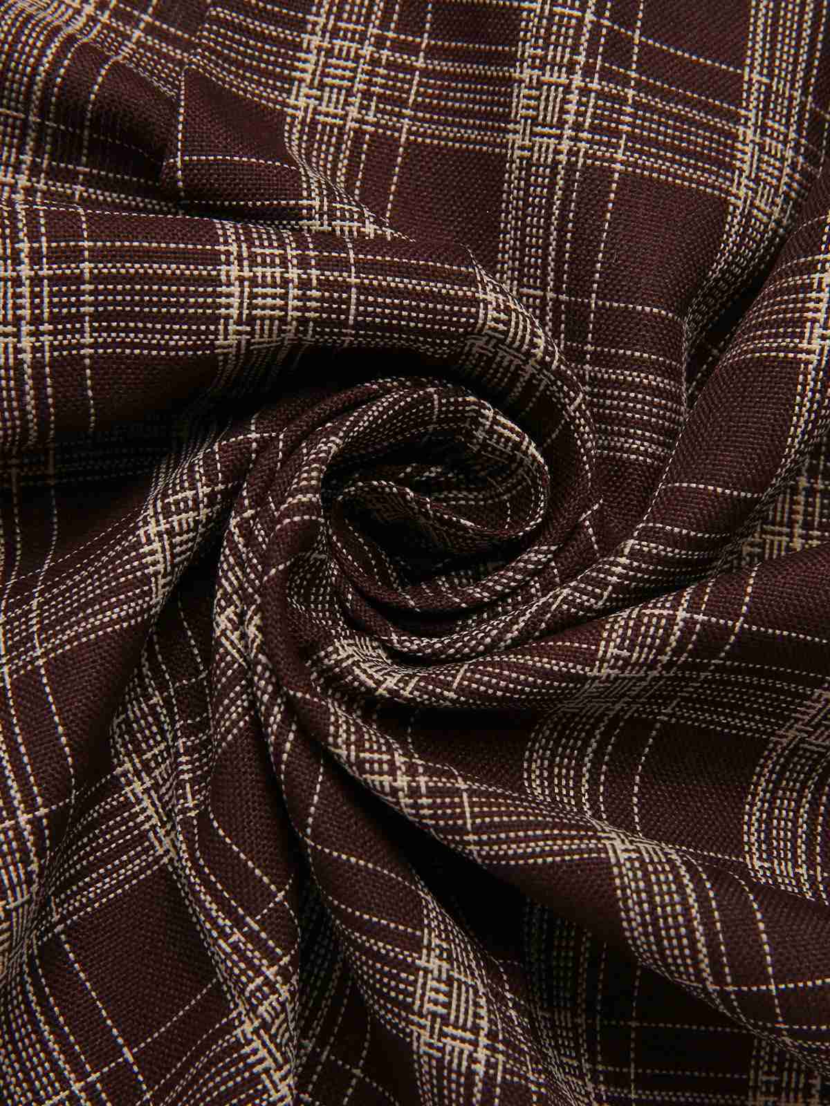 Jupe plissée à carreaux en patchwork marron avec ceinture des années 1960 - Image 8