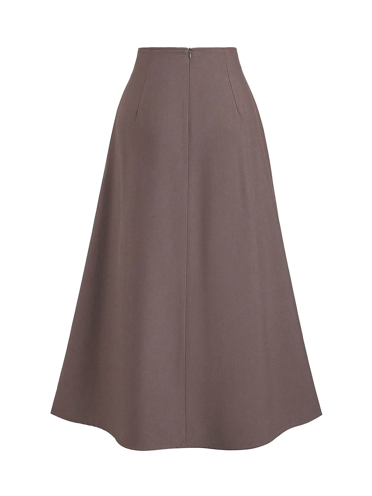 Jupe plissée boutonnée taille haute marron années 1980 - Image 2